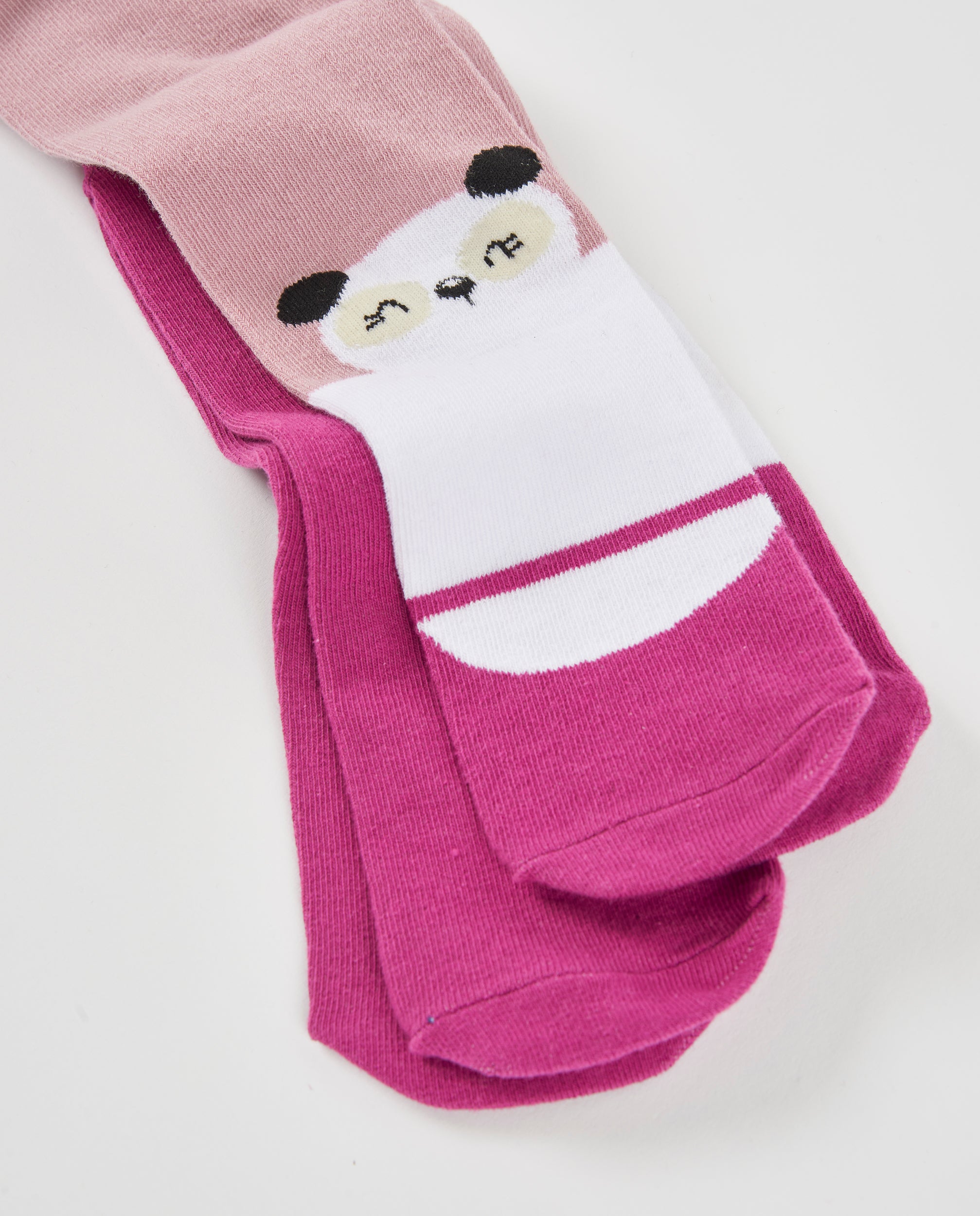 Leotardos de niña de tricot con estampado de panda y cintura elástica