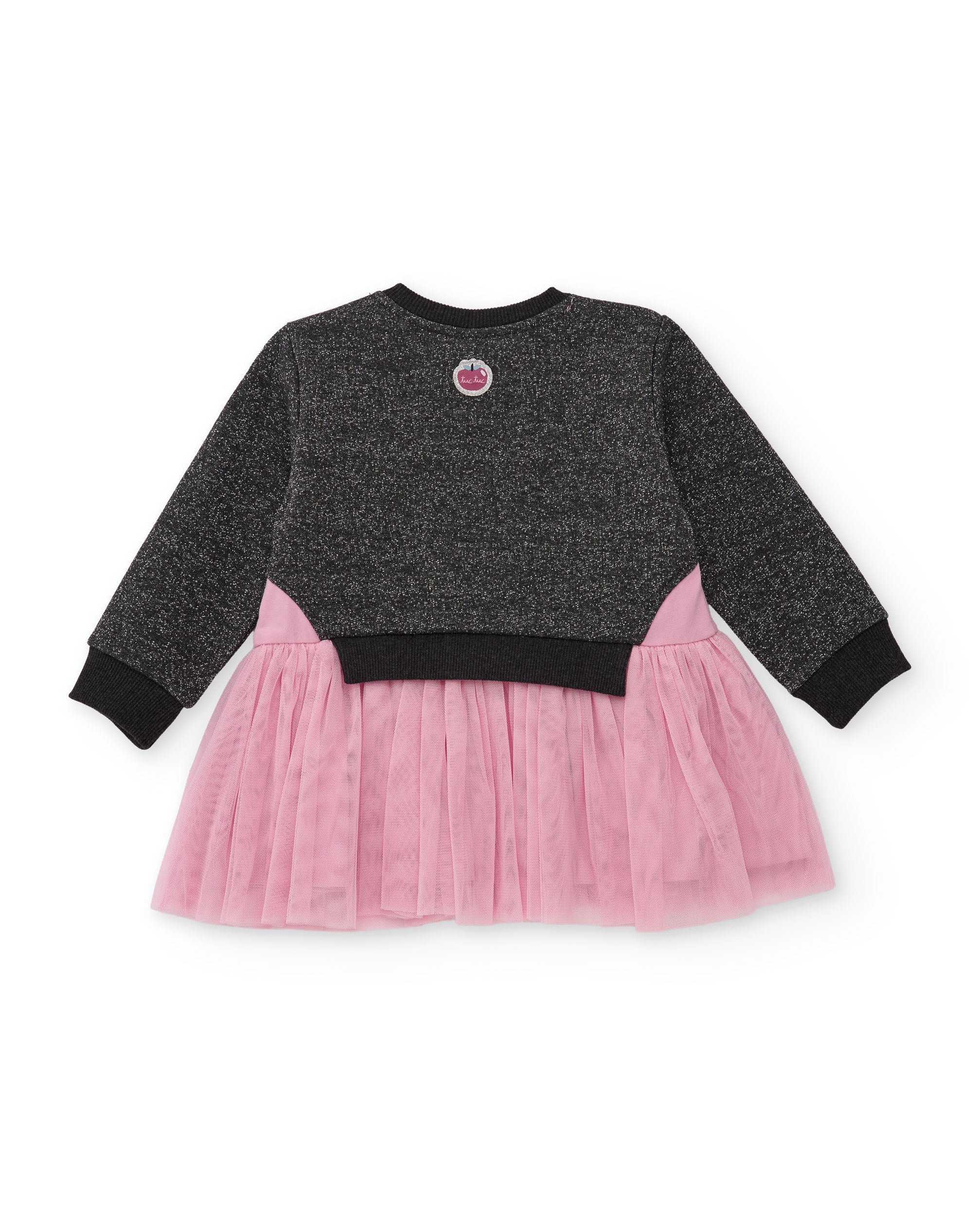 Vestido de niña con cuerpo de felpa con lentejuelas y falda de tul