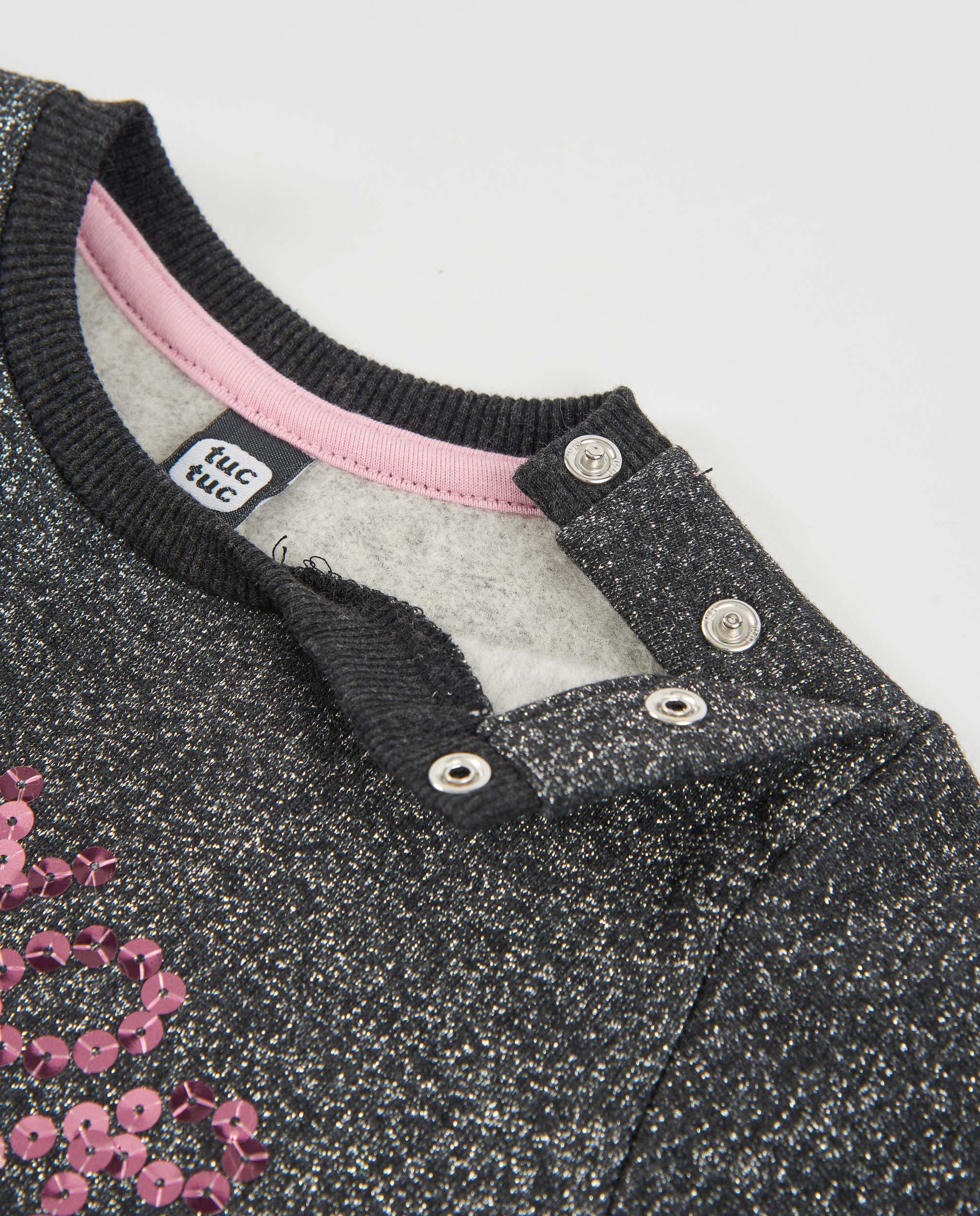 Vestido de niña con cuerpo de felpa con lentejuelas y falda de tul