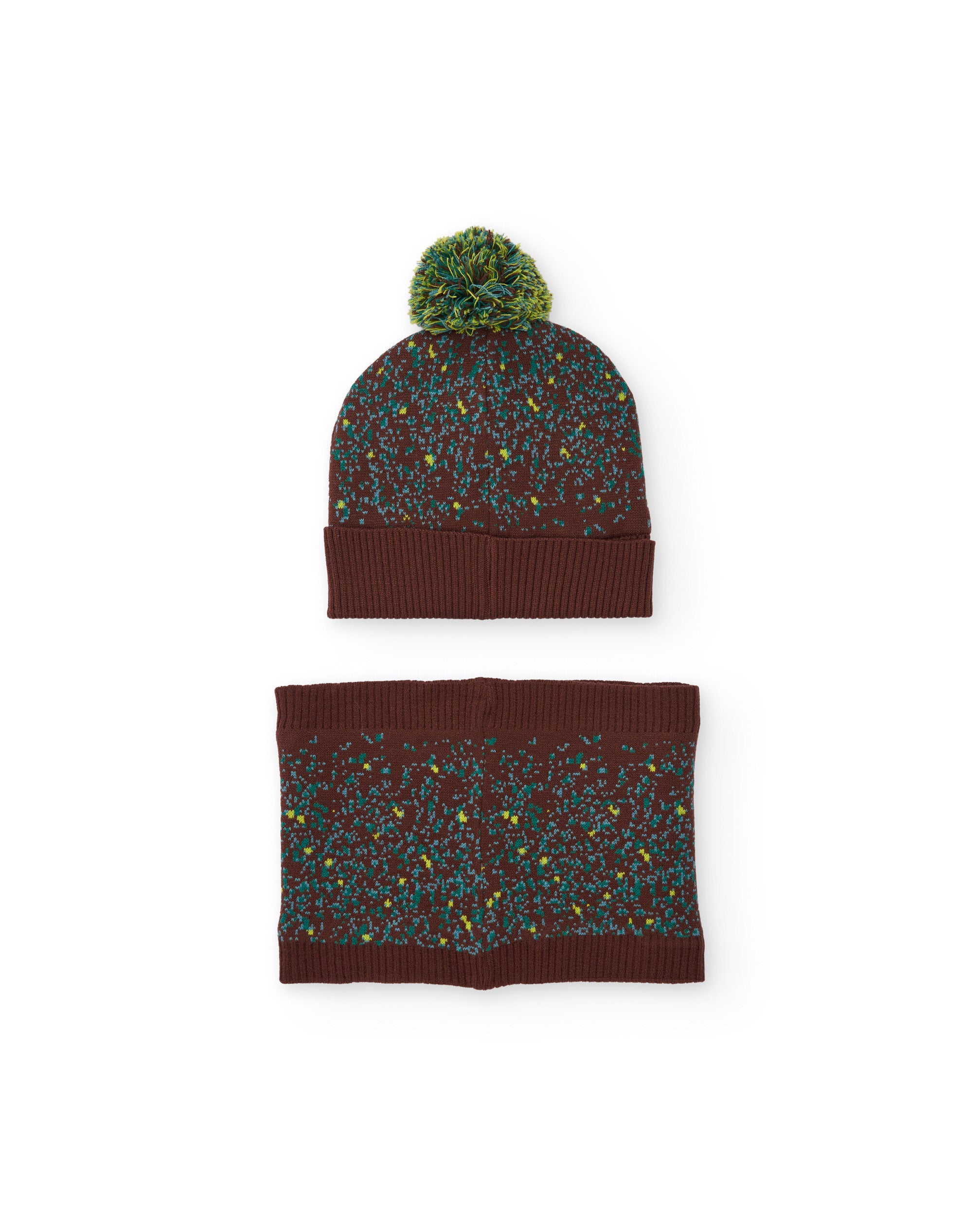 Set de niño de tricot con gorro y braga de cuello con motivo divertido