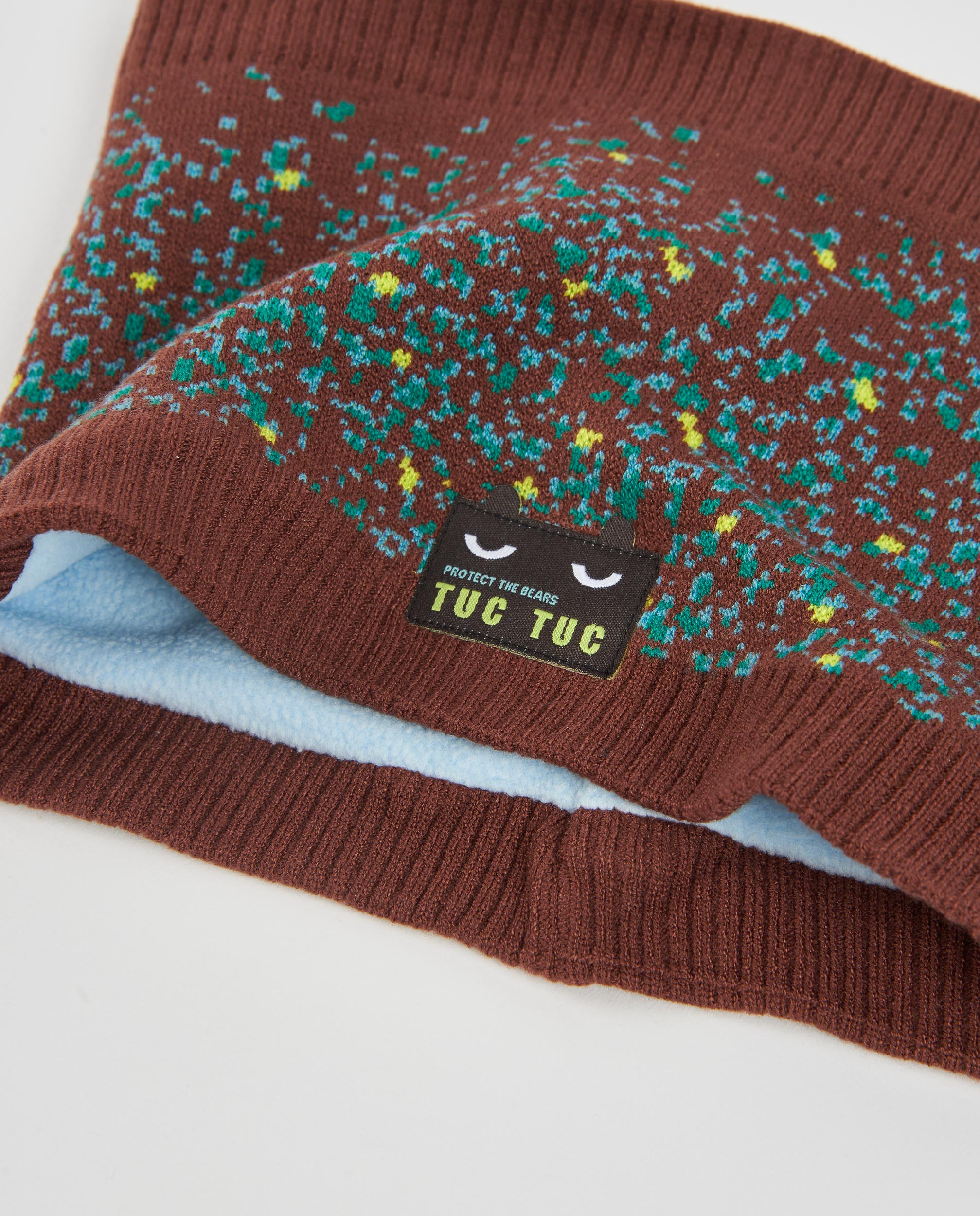 Set de niño de tricot con gorro y braga de cuello con motivo divertido