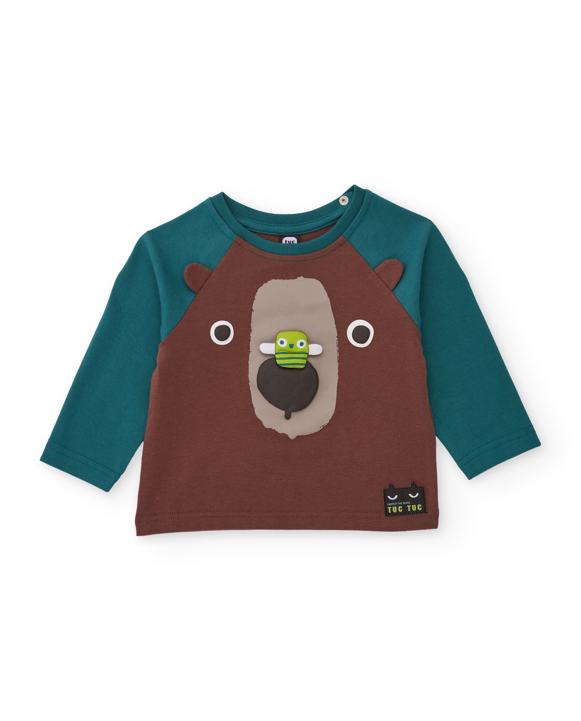 Camiseta de niño de punto con diseño de oso y manga larga