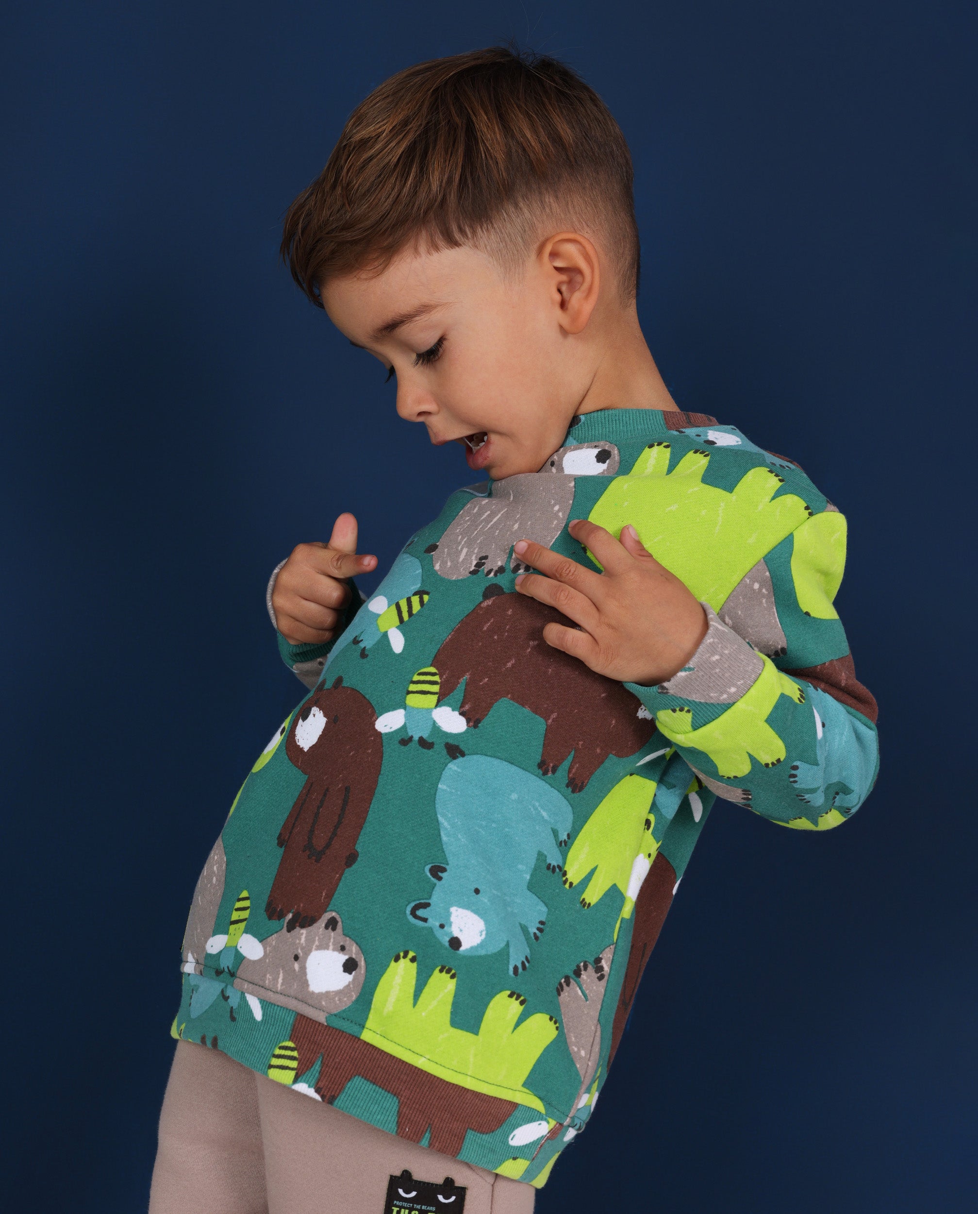 Sudadera de niño de felpa con print de osos y tacto suave