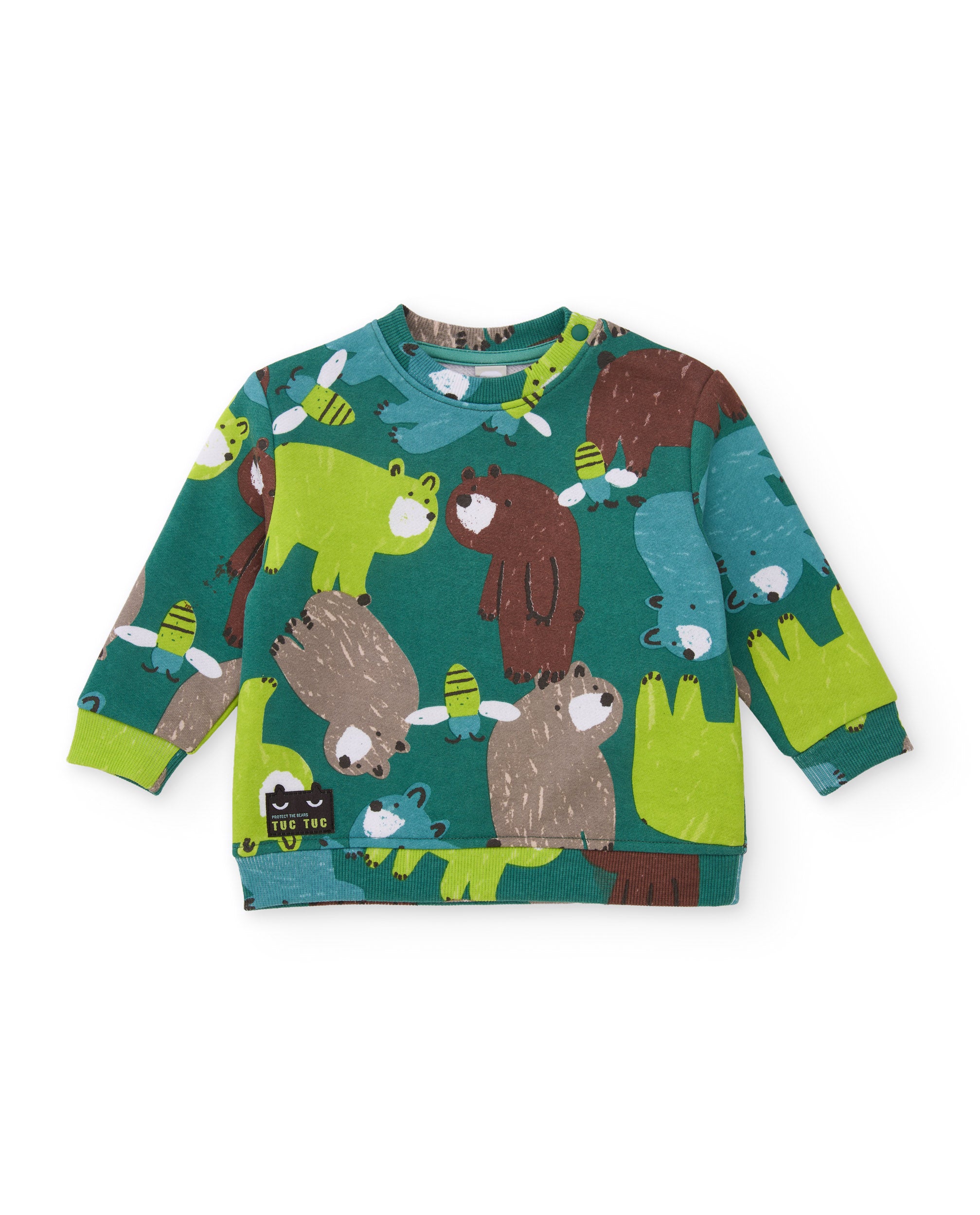 Conjunto de niño de felpa con sudadera de diseño de osos y pantalón a juego