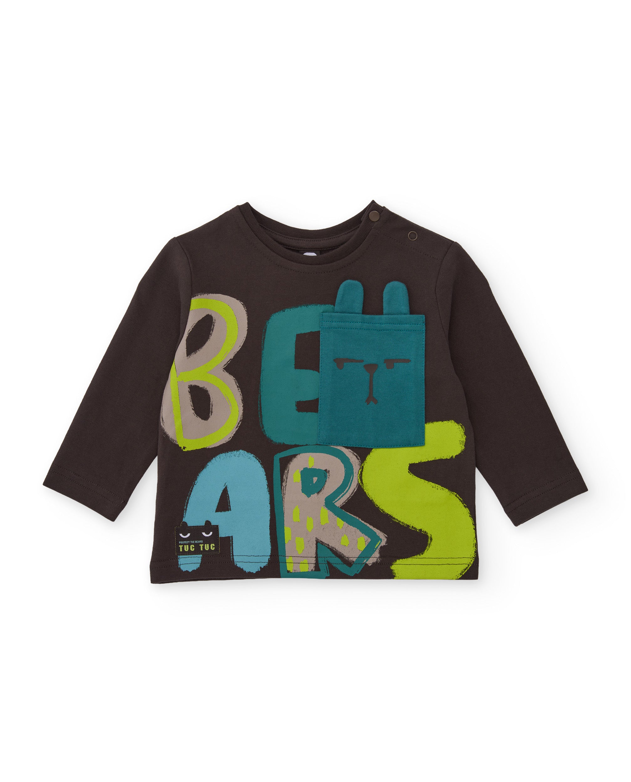 Camiseta de niño de punto con manga larga y estampado frontal