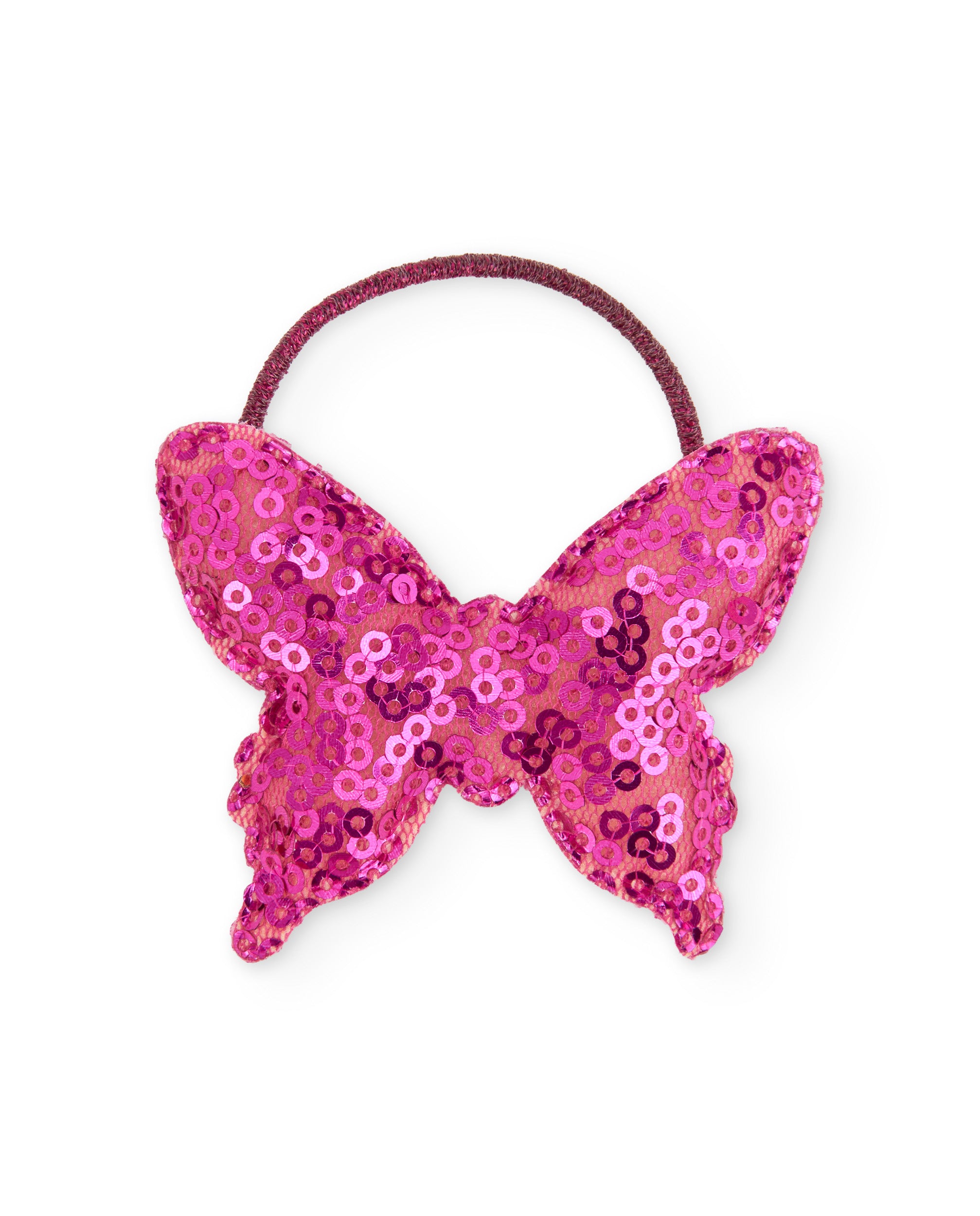 Coletero de niña con mariposa de lentejuelas y detalles brillantes