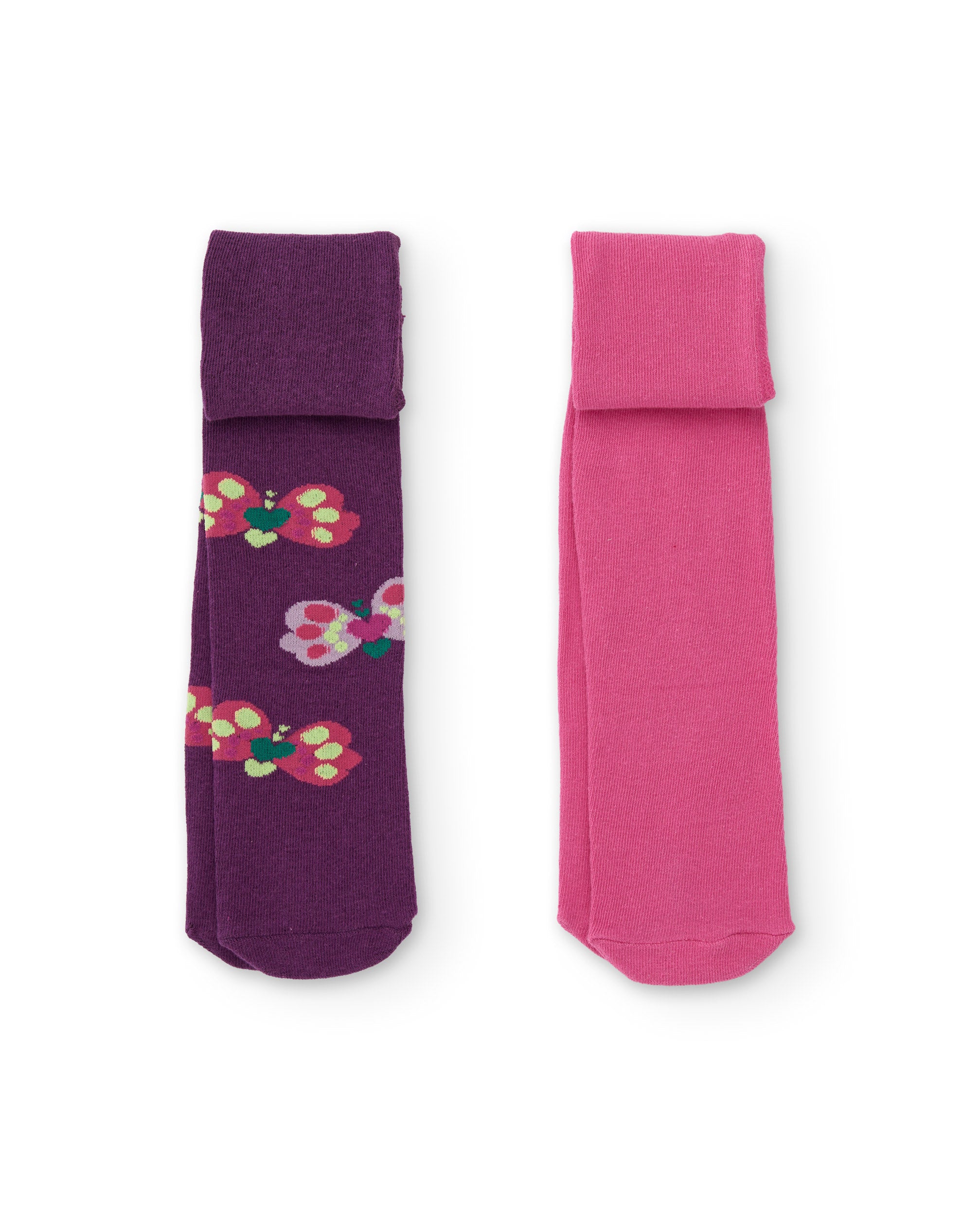 Leotardos de niña de tricot con diseño de mariposas y cintura elástica