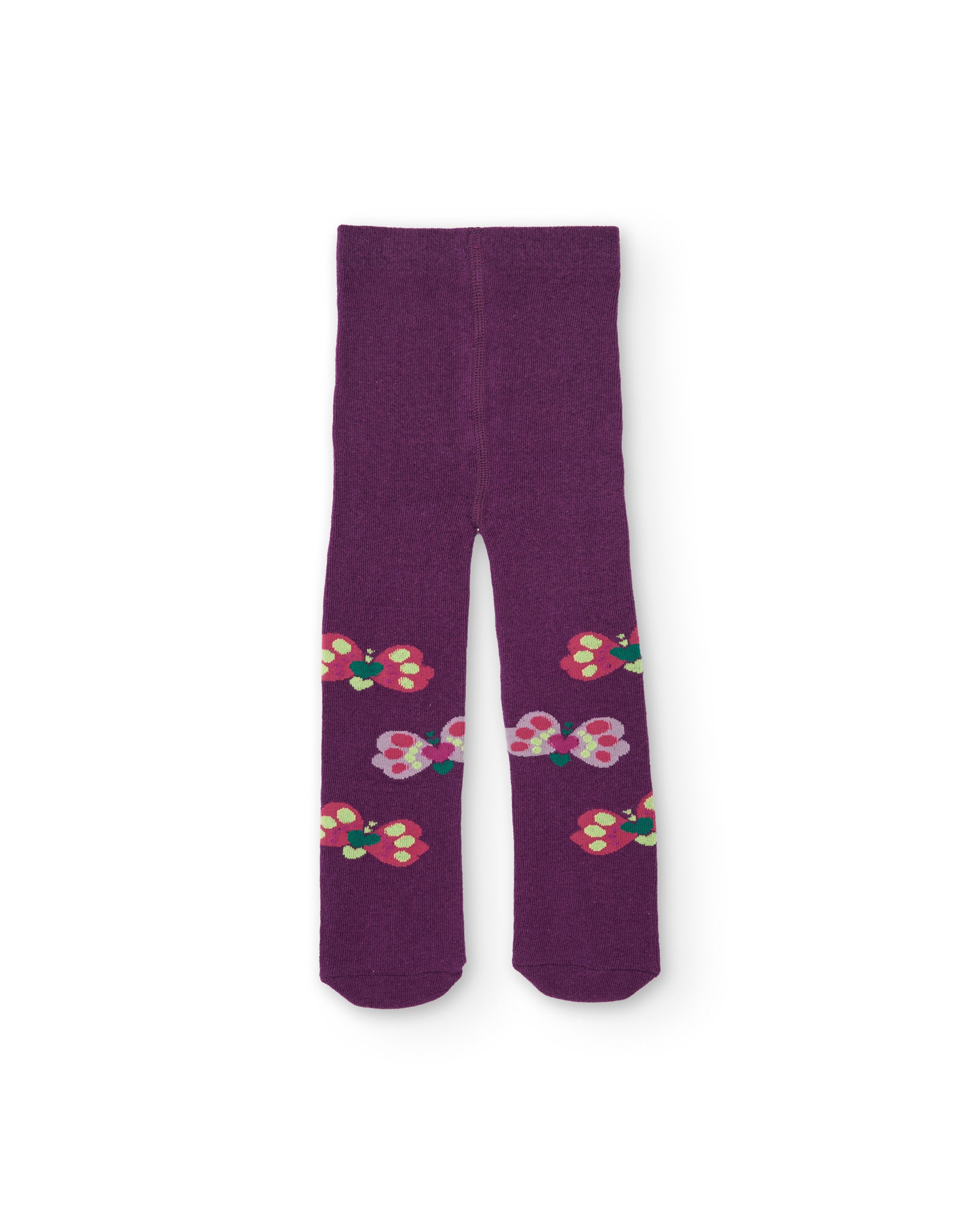 Leotardos de niña de tricot con diseño de mariposas y cintura elástica