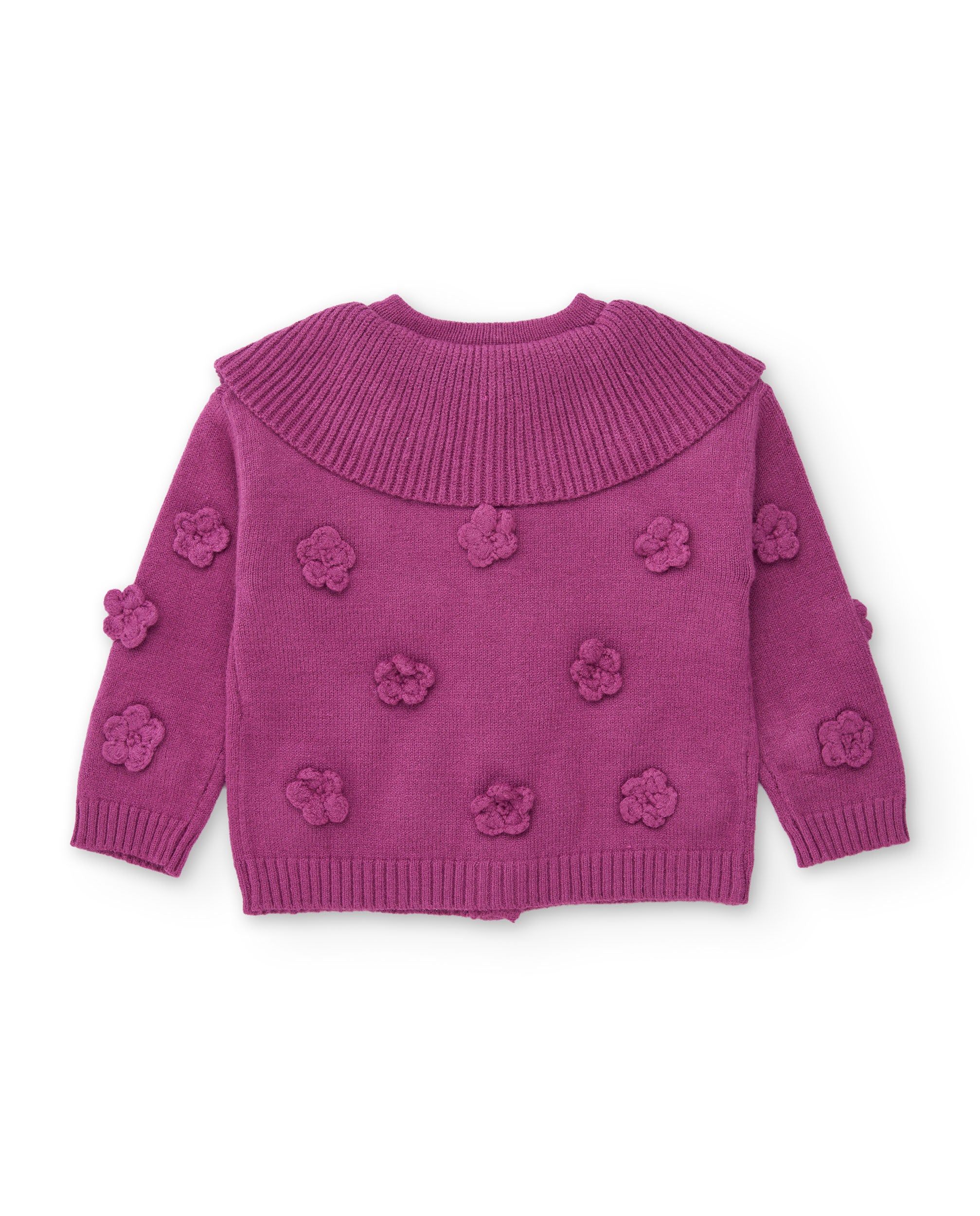 Chaqueta de niña de tricot con detalles florales y tacto suave