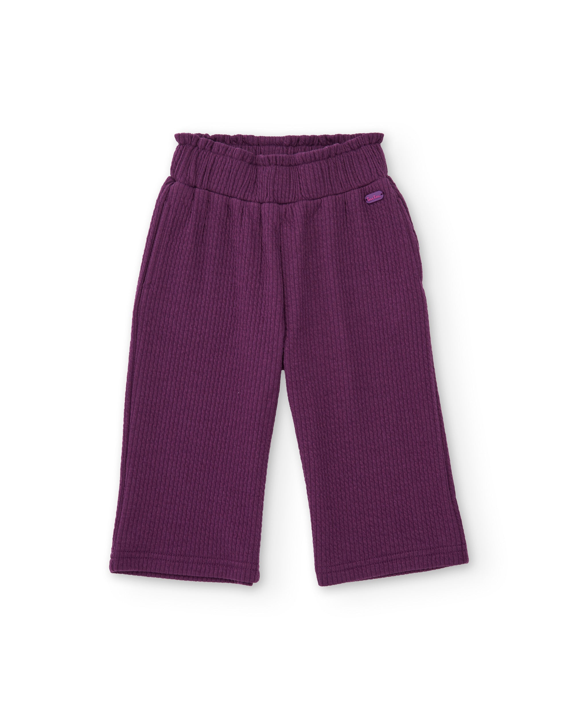 Pantalón de niña de tejido acanalado con cintura elástica