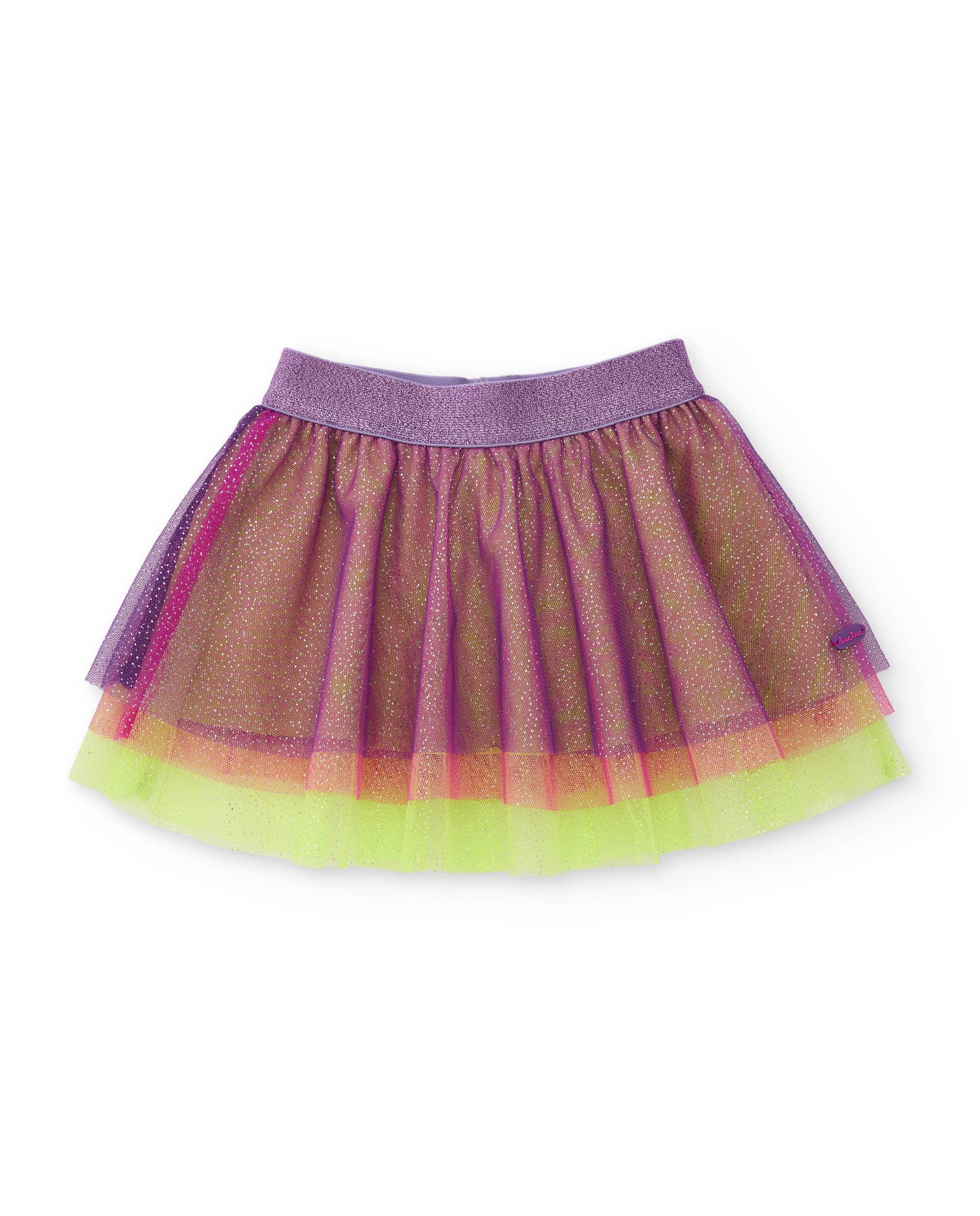 Falda de niña de tul con cinturilla elástica y diseño multicolor