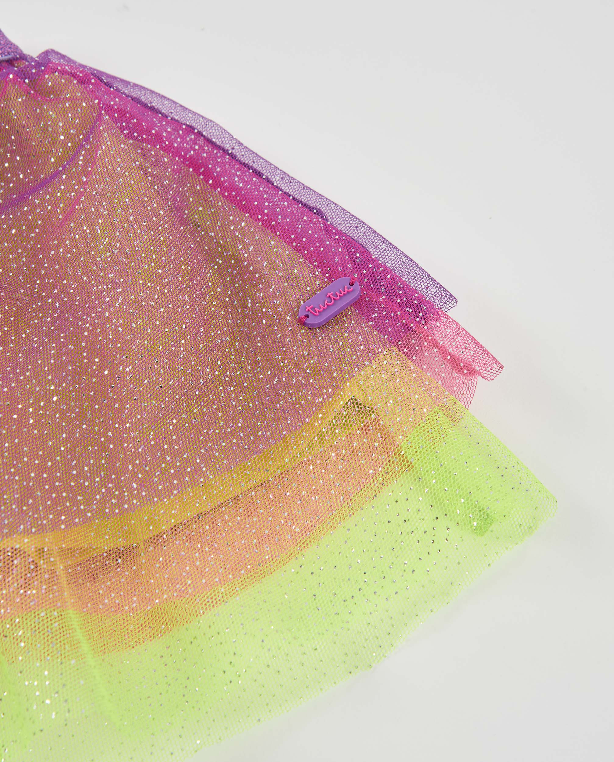 Falda de niña de tul con cinturilla elástica y diseño multicolor