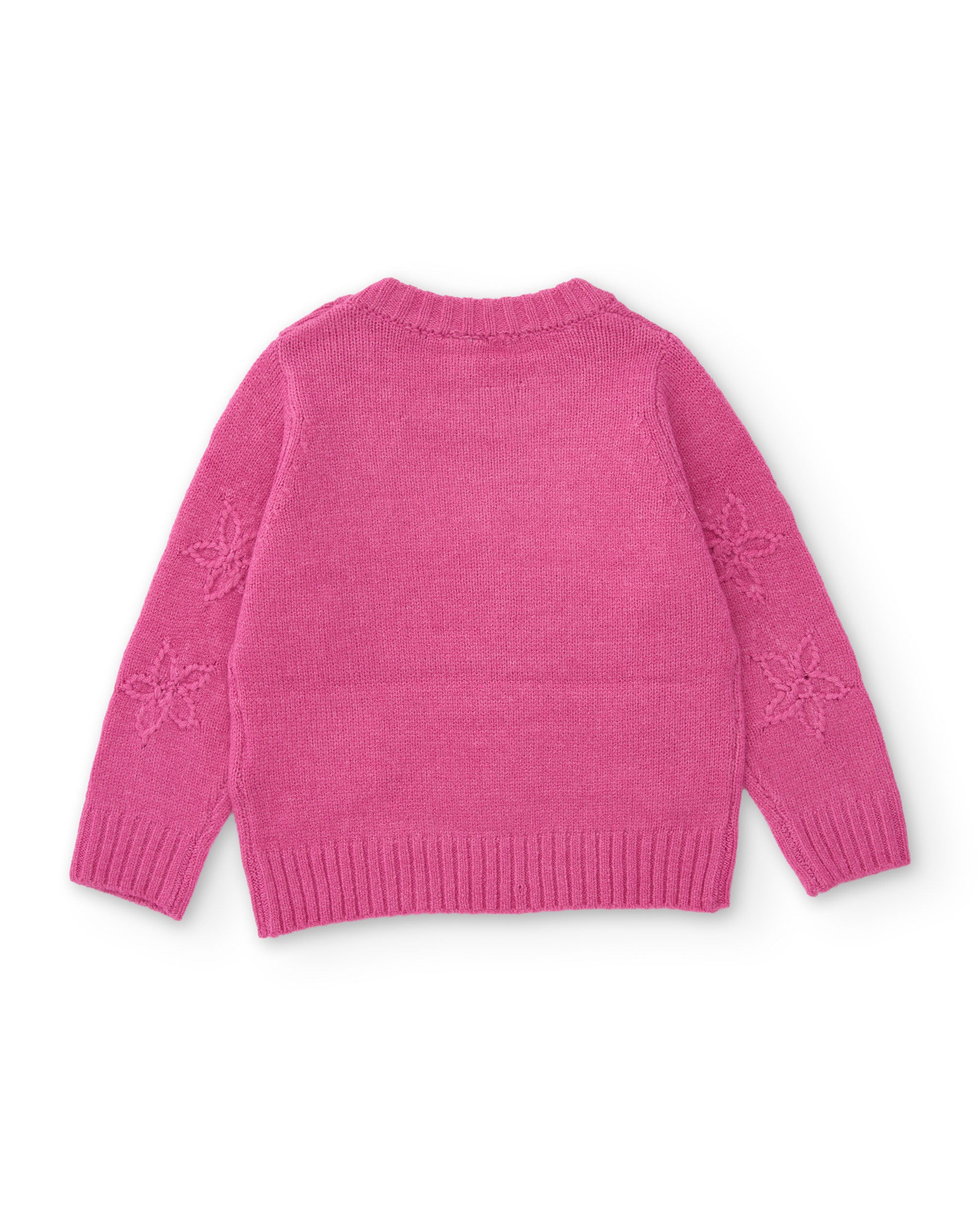 Jersey de niña de tricot con estampado floral y botones en el hombro