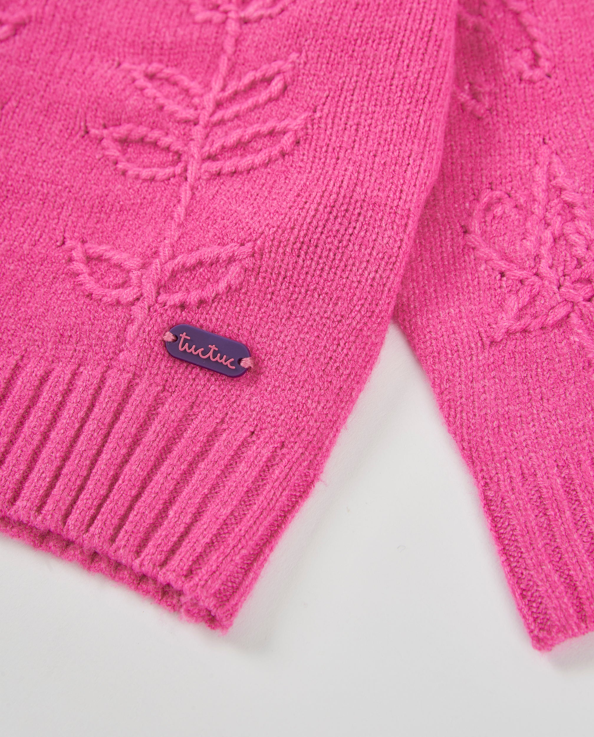 Jersey de niña de tricot con estampado floral y botones en el hombro