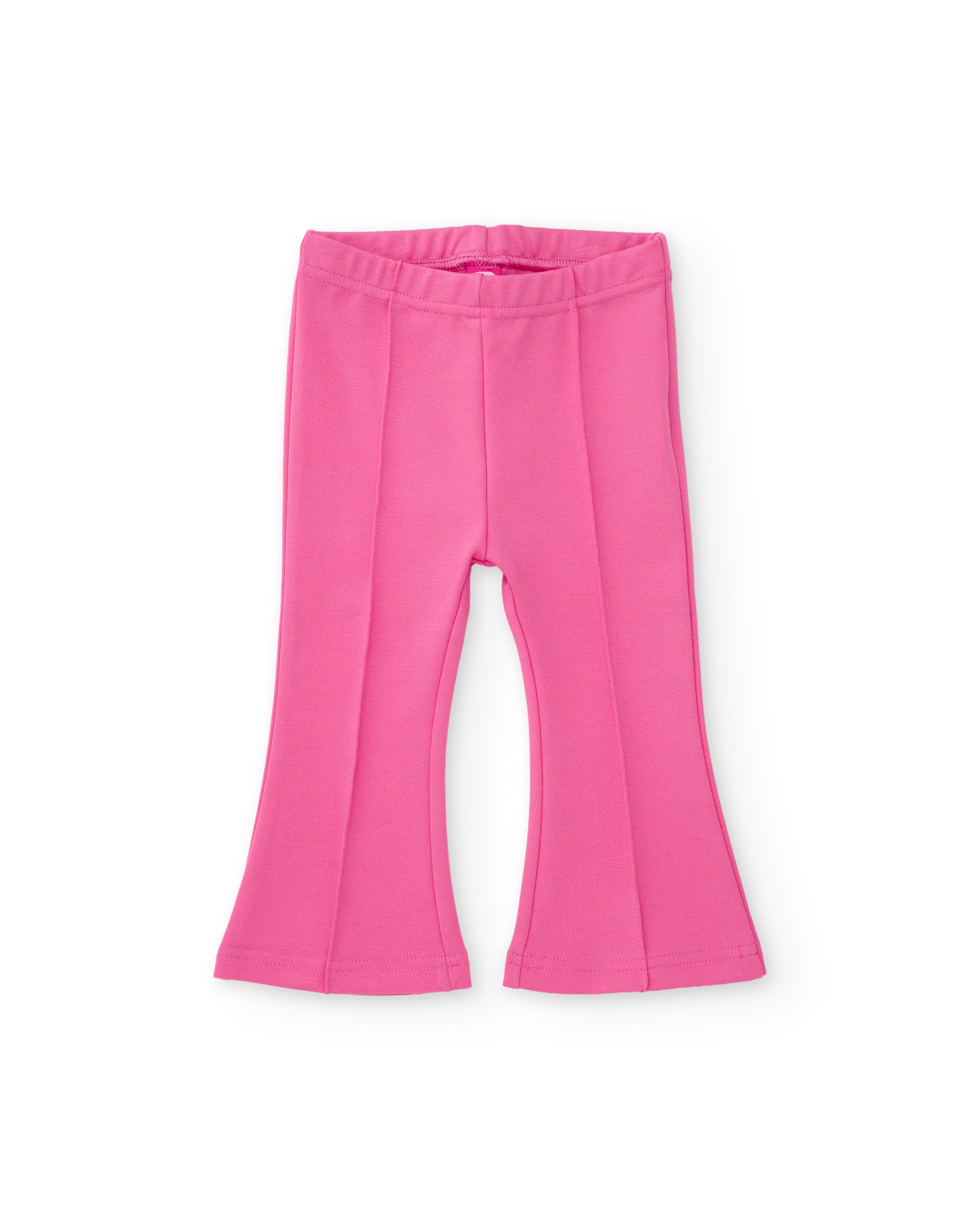 Pantalón de niña de punto con corte acampanado y cinturilla elástica