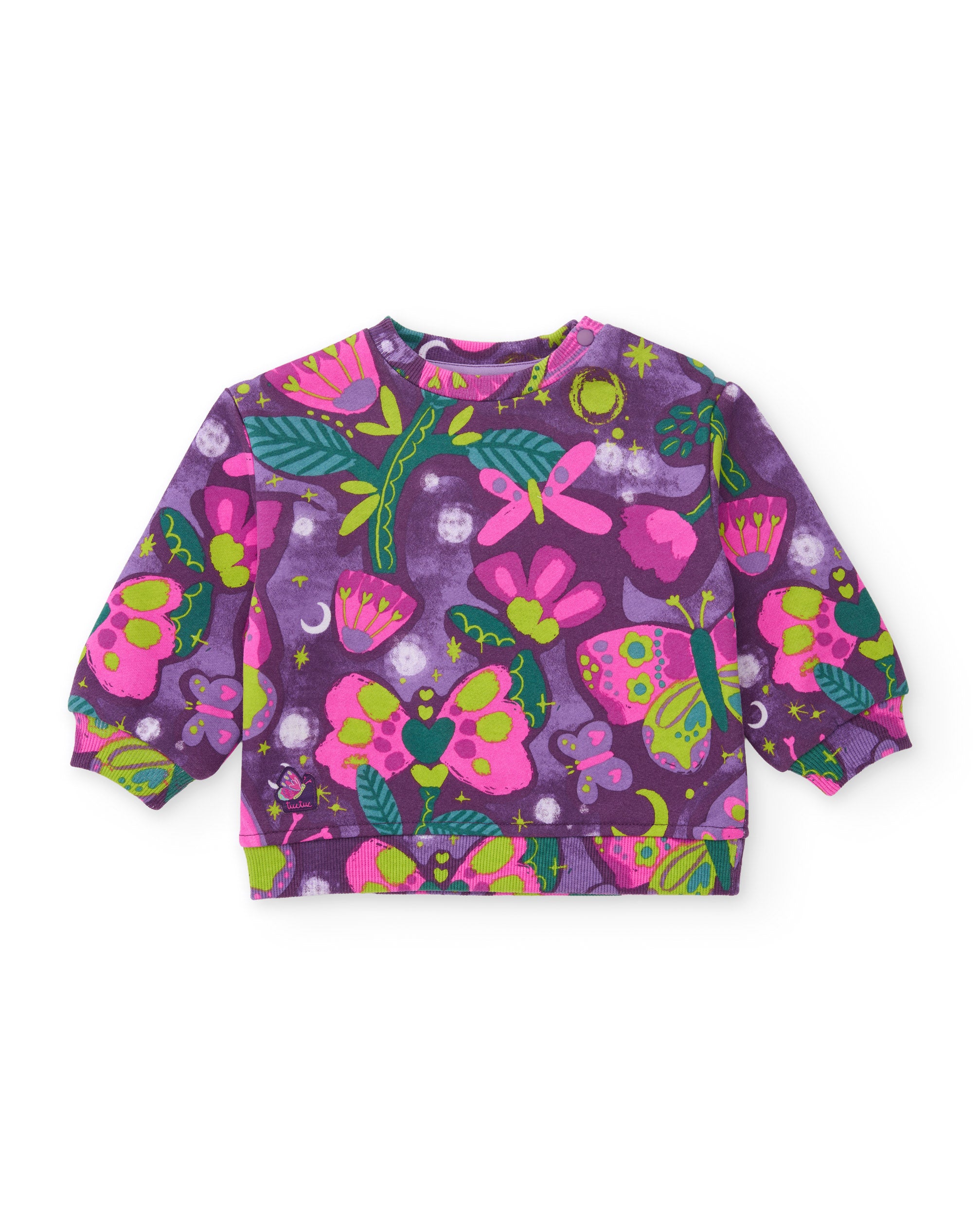 Conjunto de niña de felpa con sudadera floral y pantalón a juego