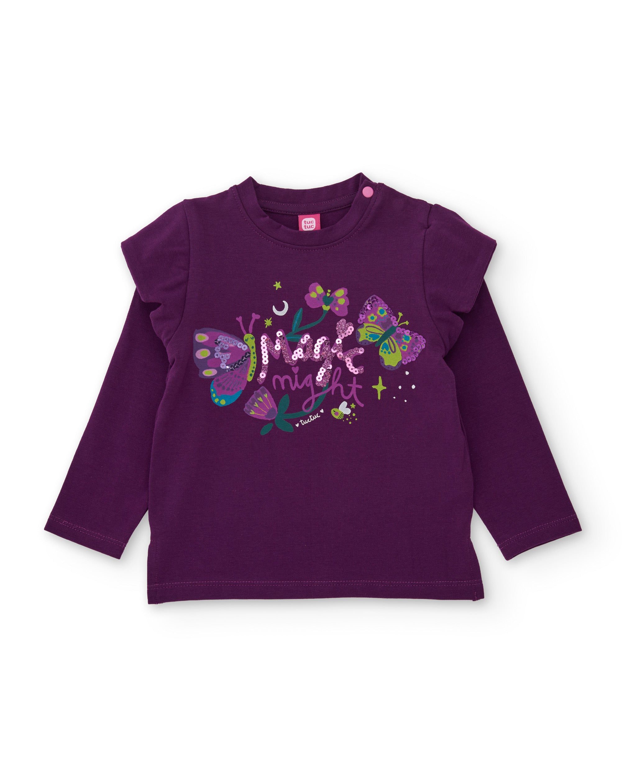 Camiseta de niña de punto con manga larga y diseño de mariposas