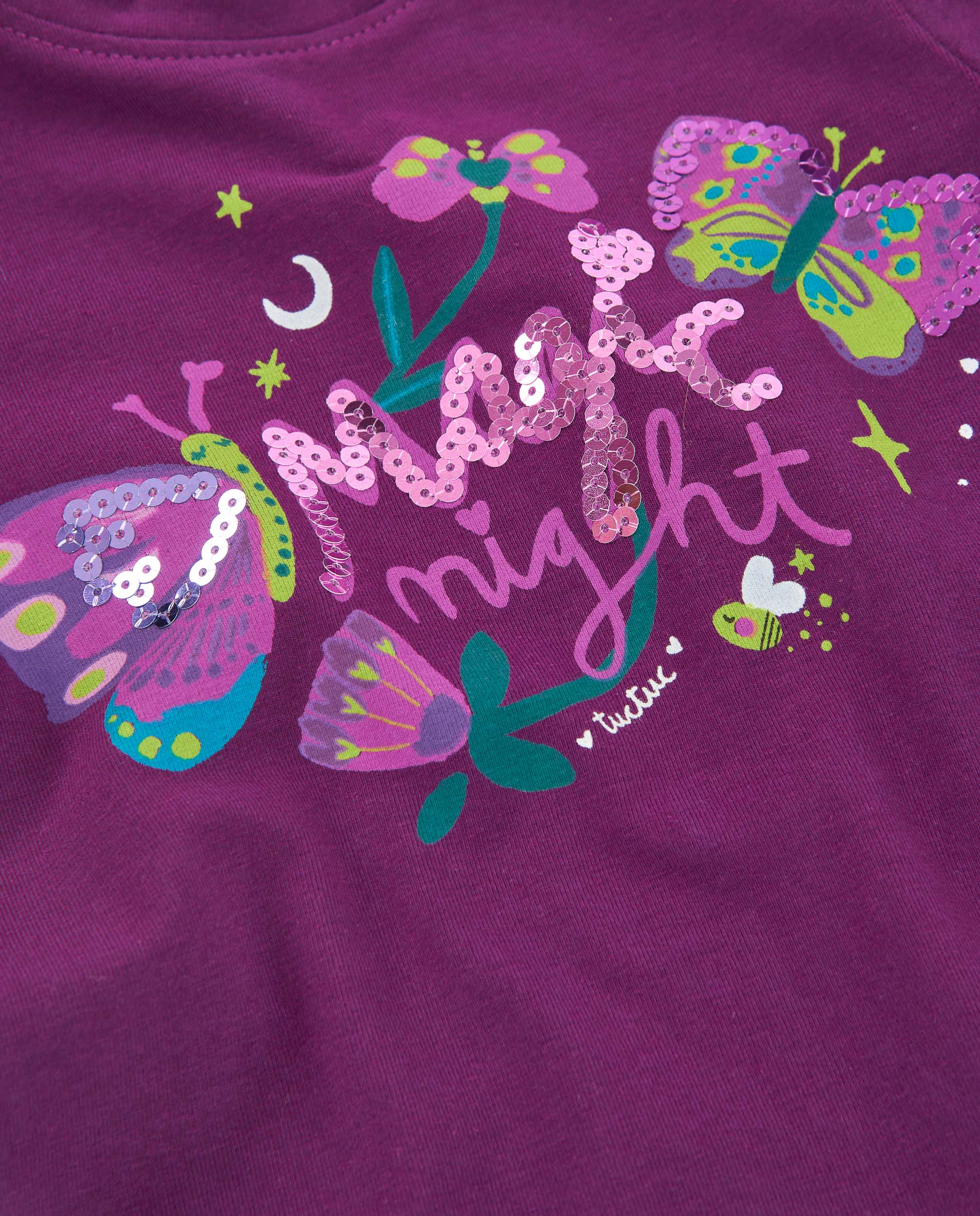 Camiseta de niña de punto con manga larga y diseño de mariposas