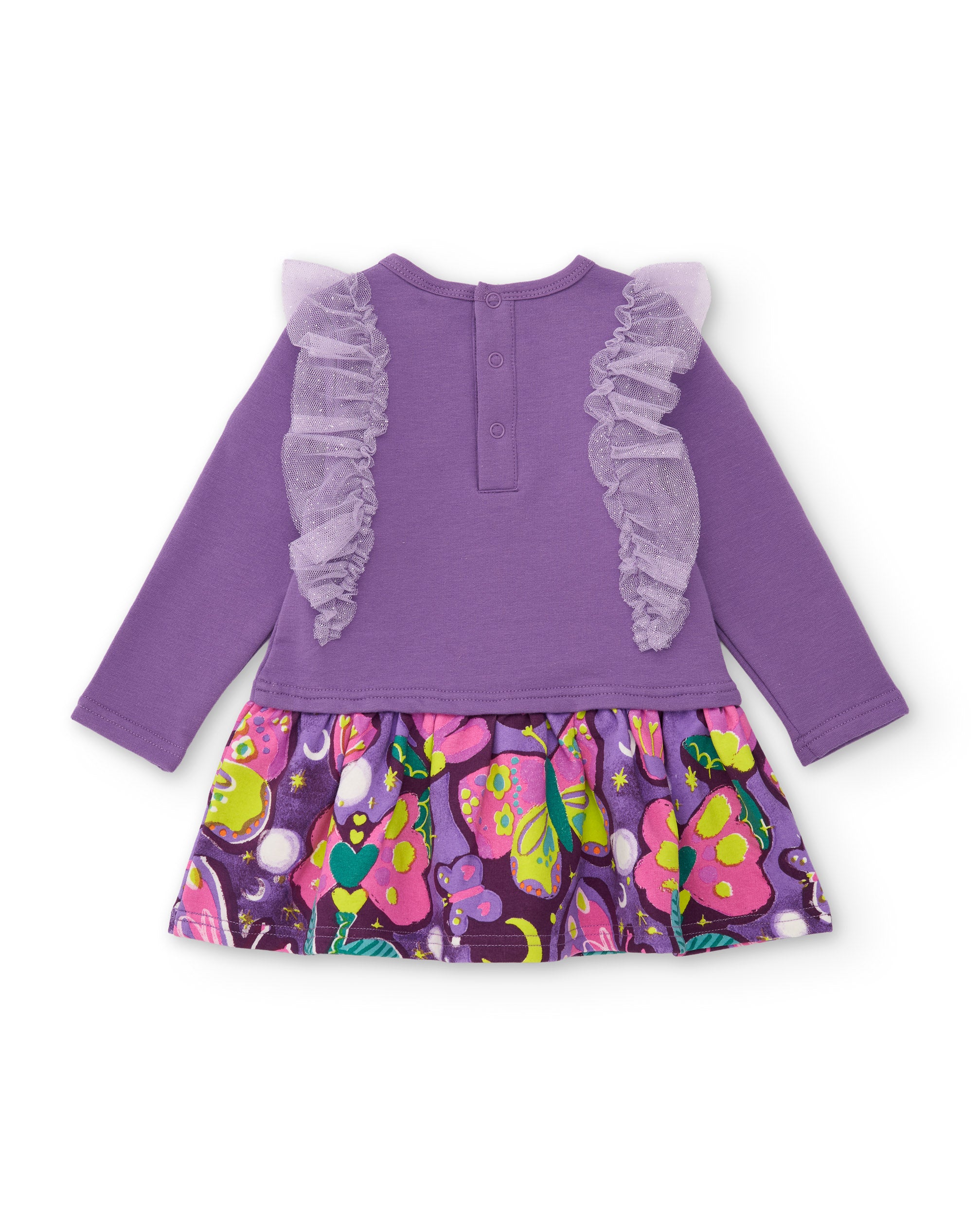 Vestido de niña de felpa con volantes y estampado floral