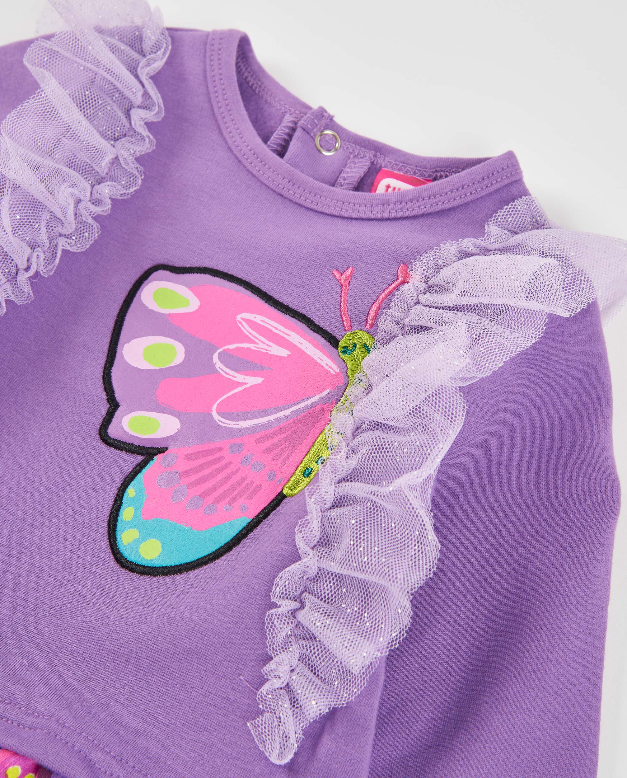 Vestido de niña de felpa con volantes y estampado floral