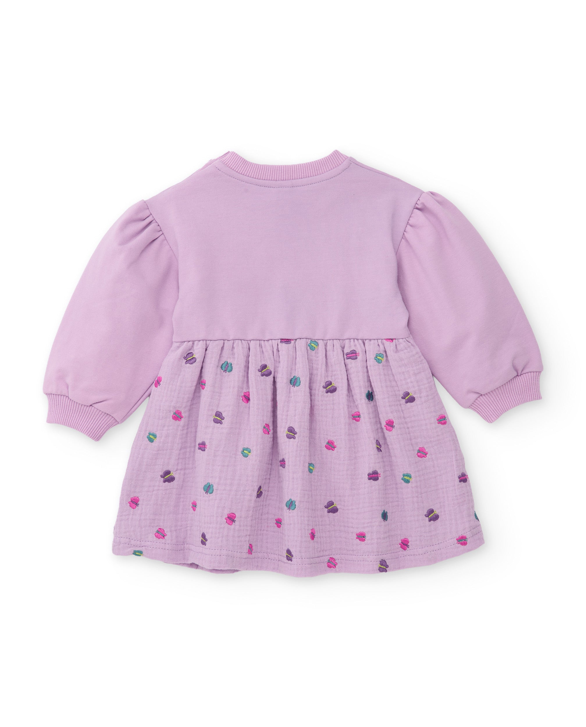 Vestido de niña de algodón con diseño de mariposa y manga larga