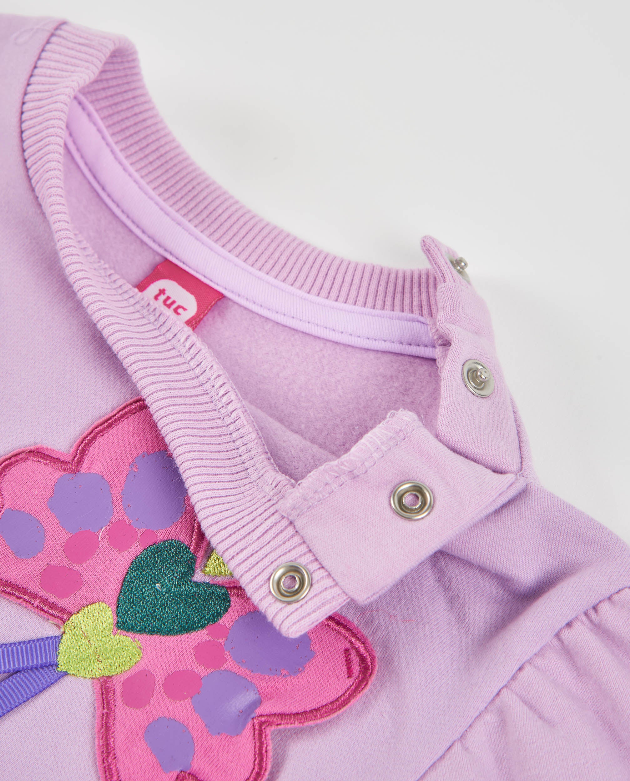 Vestido de niña de algodón con diseño de mariposa y manga larga