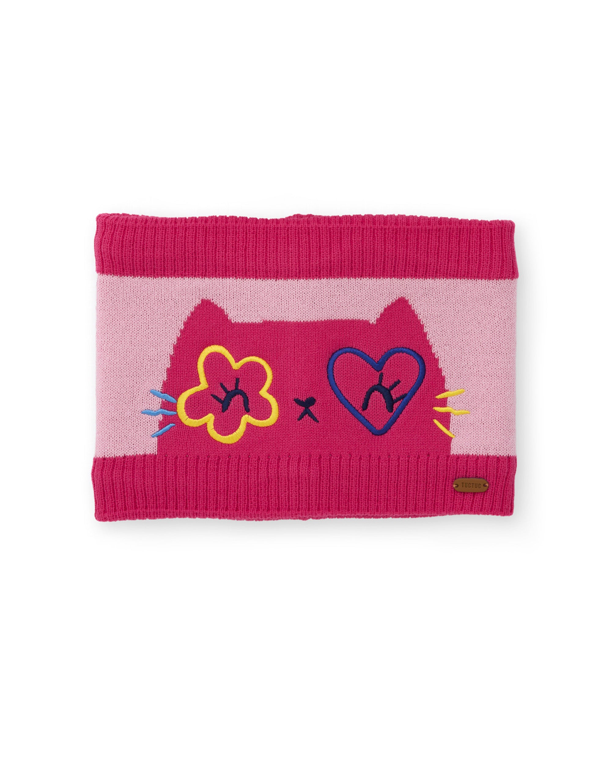 Braga de cuello de niña de tricot con diseño gatito y tacto cálido