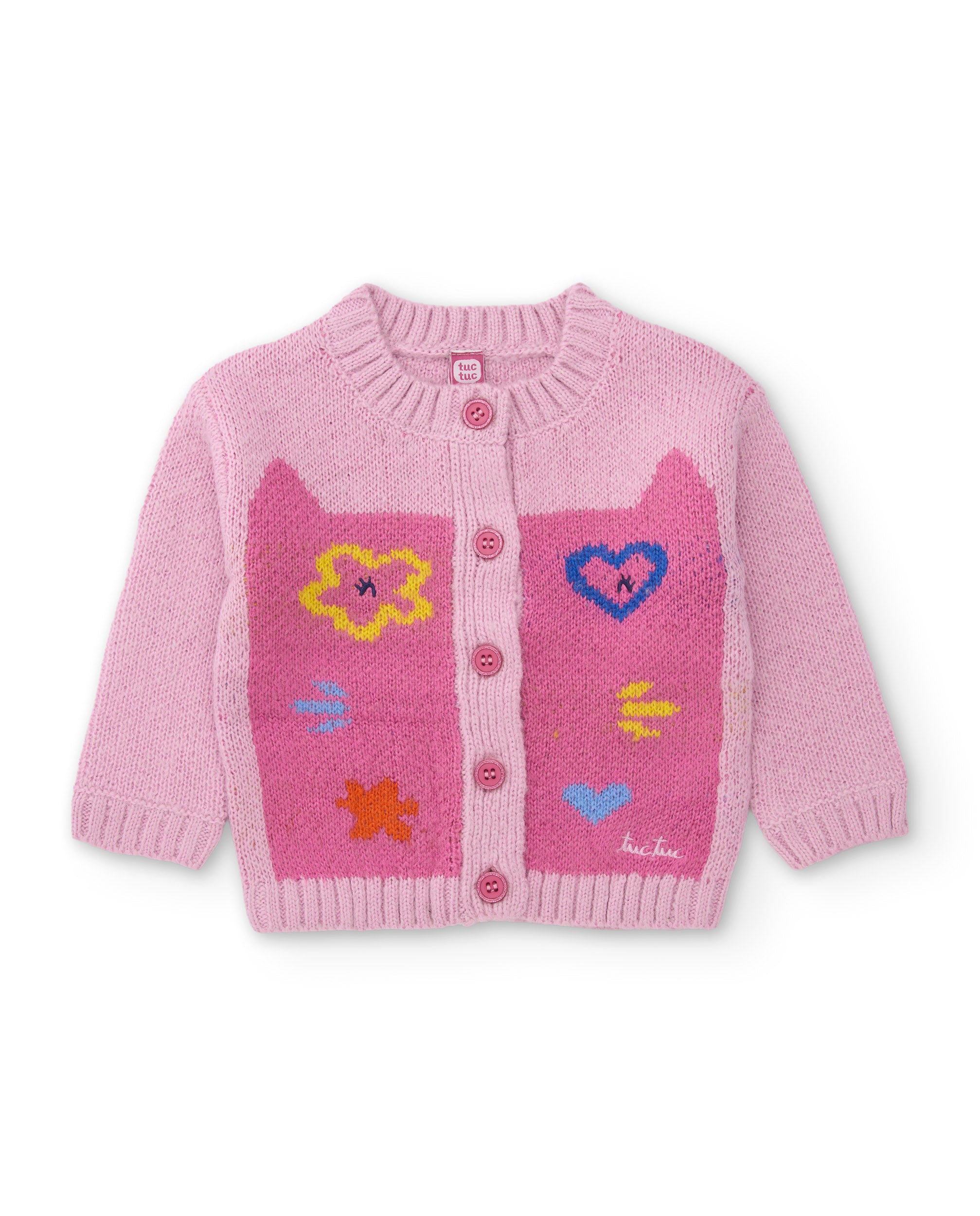 Chaqueta de niña de tricot con botones frontales y tacto suave