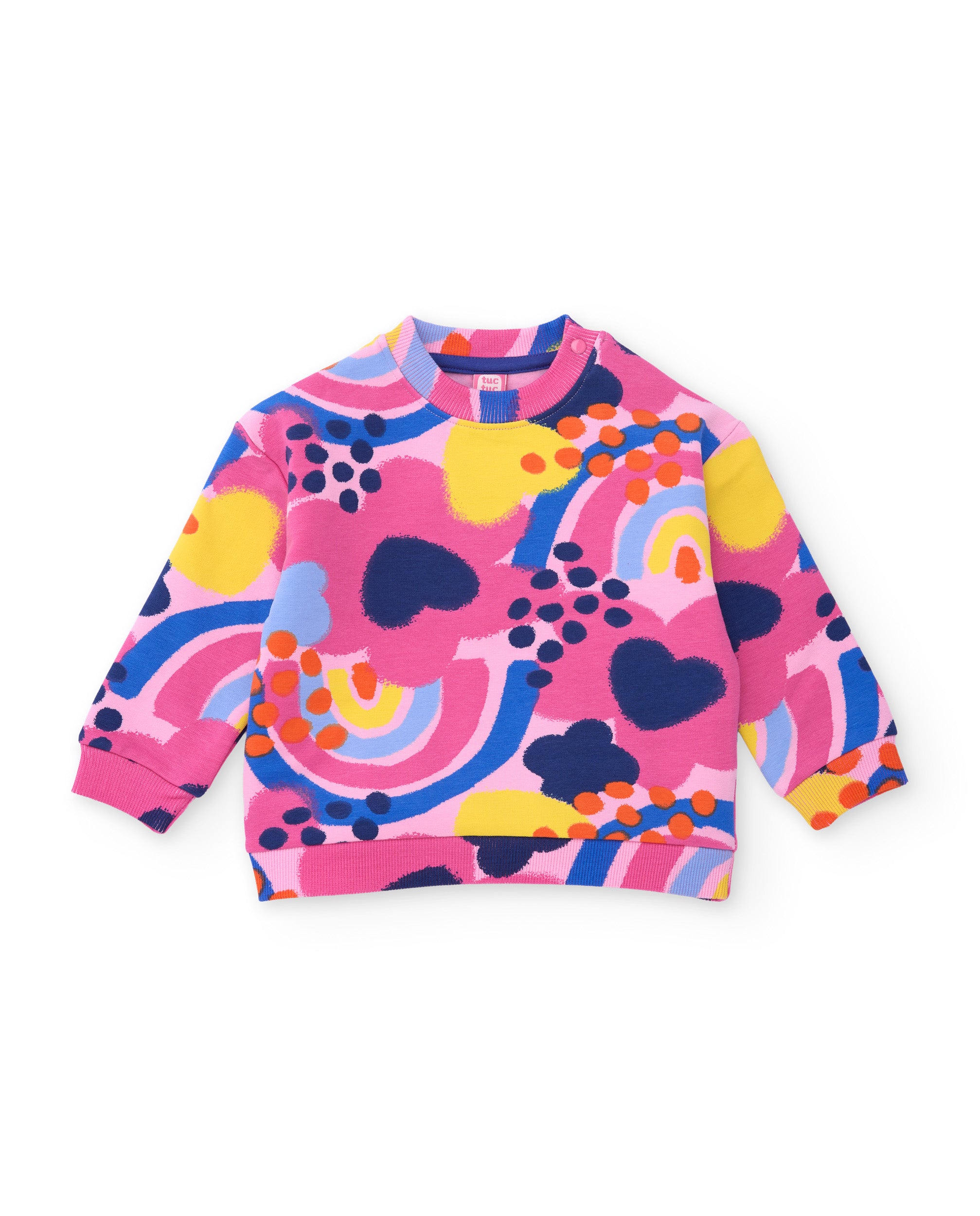 Sudadera de niña de felpa con estampado abstracto de flores