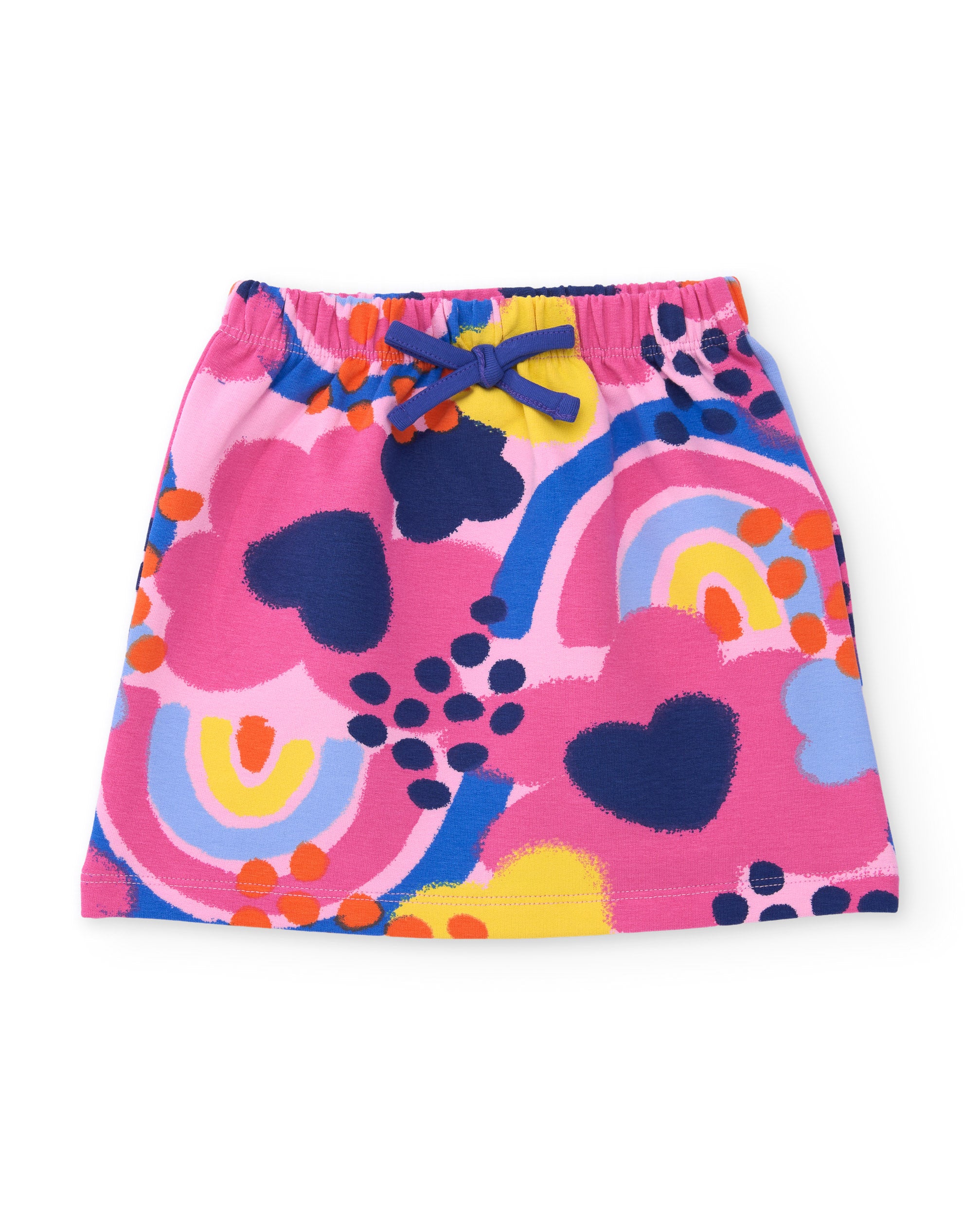Falda de niña de felpa con estampado abstracto y lazada en la cintura