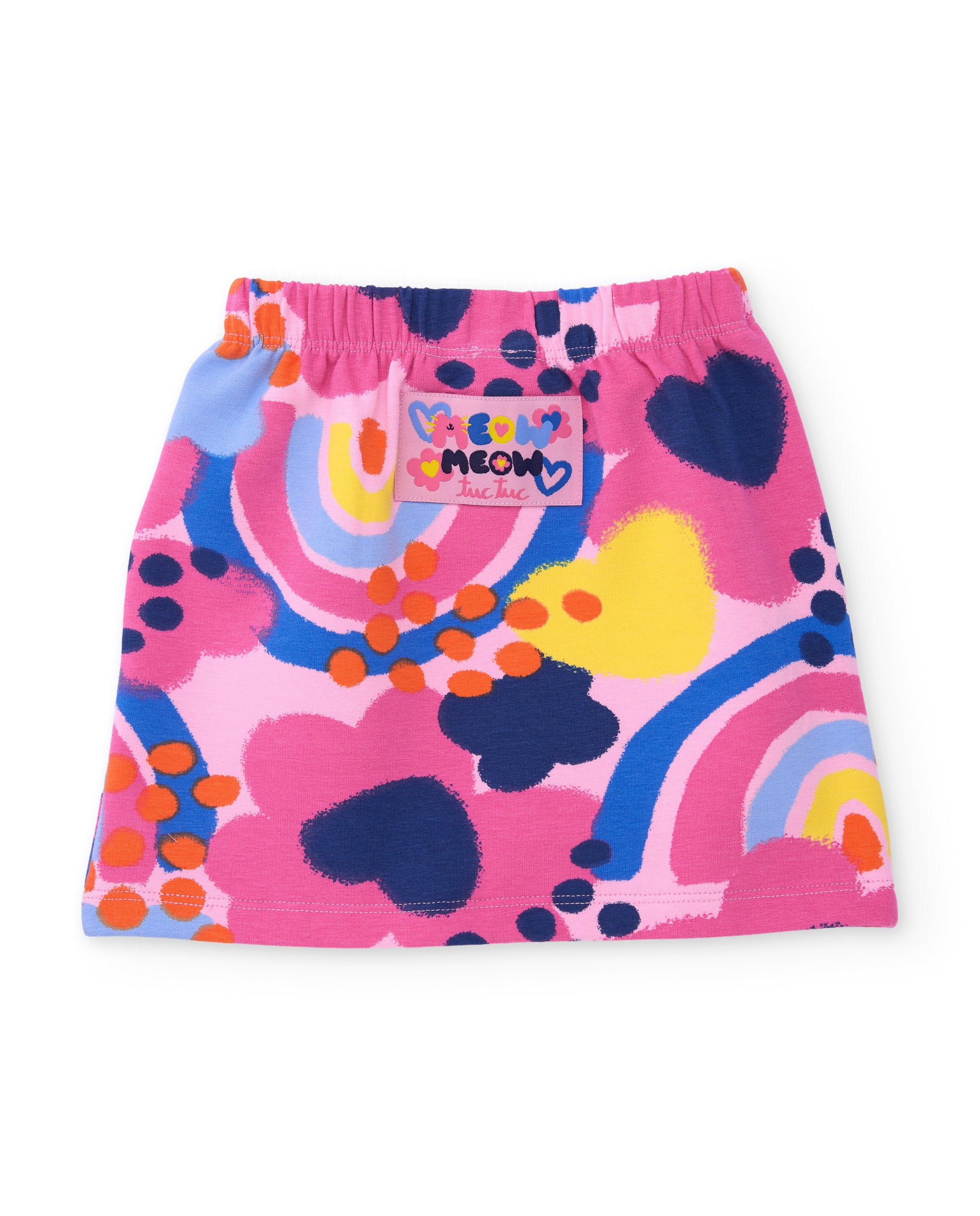 Falda de niña de felpa con estampado abstracto y lazada en la cintura