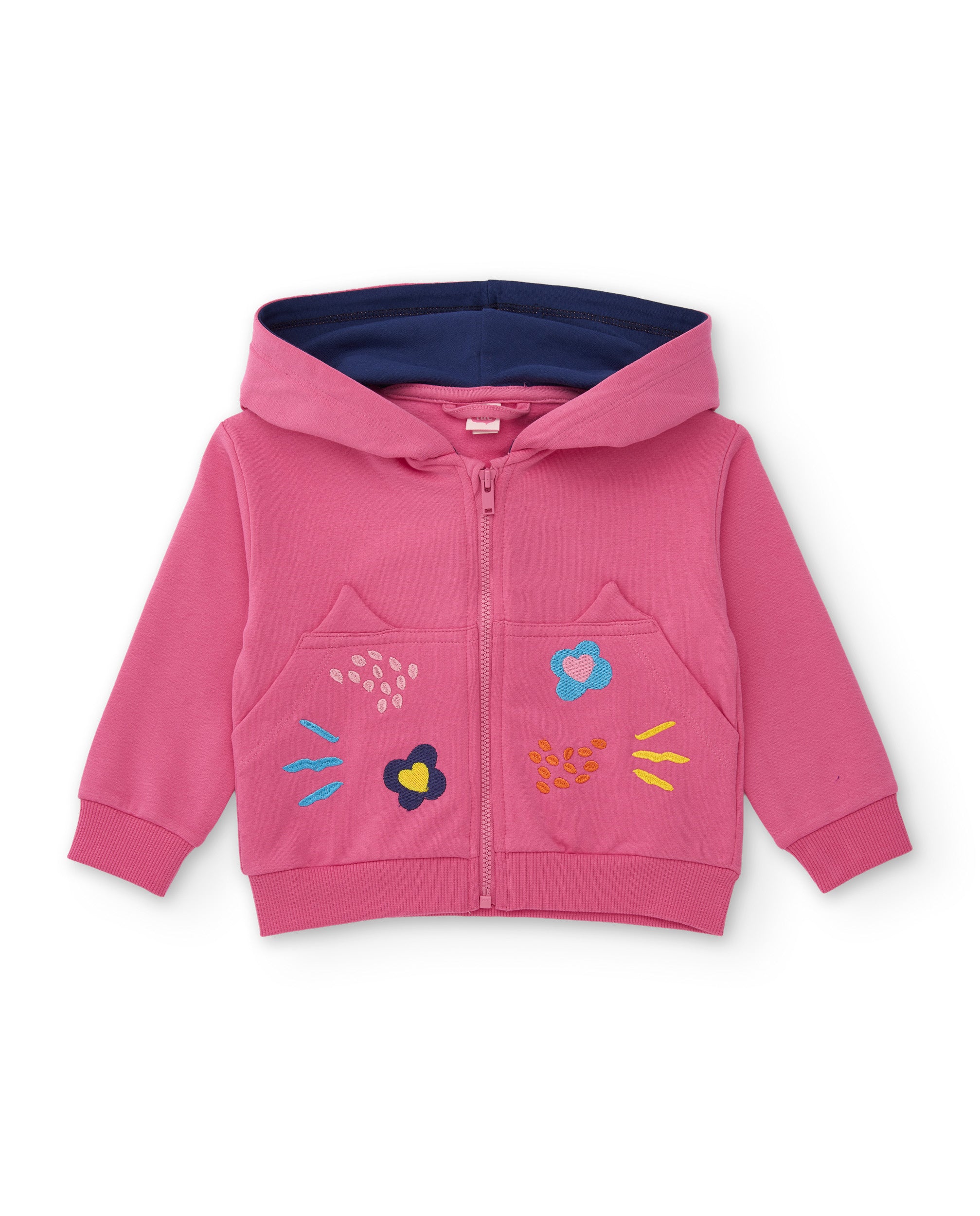 Conjunto de niña de felpa con sudadera de capucha y estampado floral