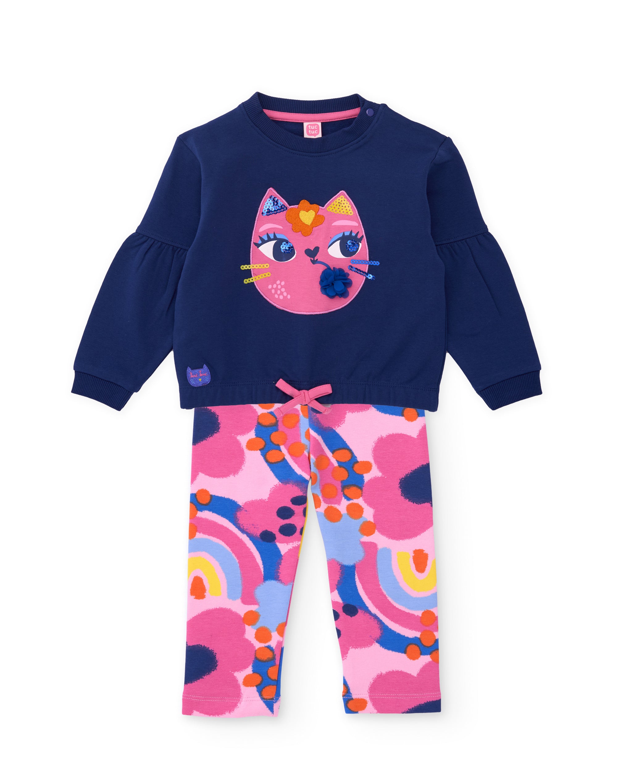 Conjunto de niña de felpa con sudadera y leggings diseño floral