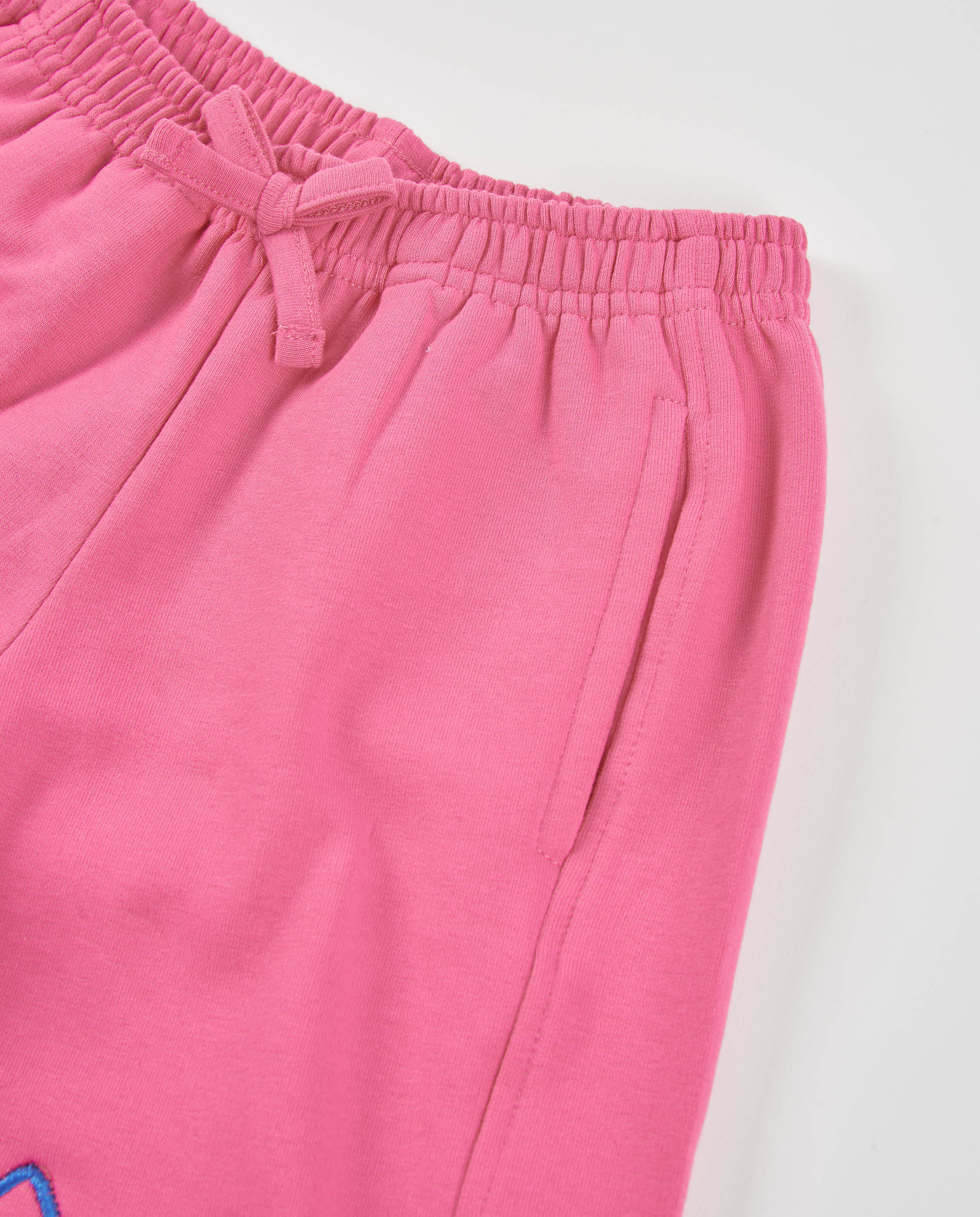 Pantalón de niña de felpa con bordado y cintura elástica