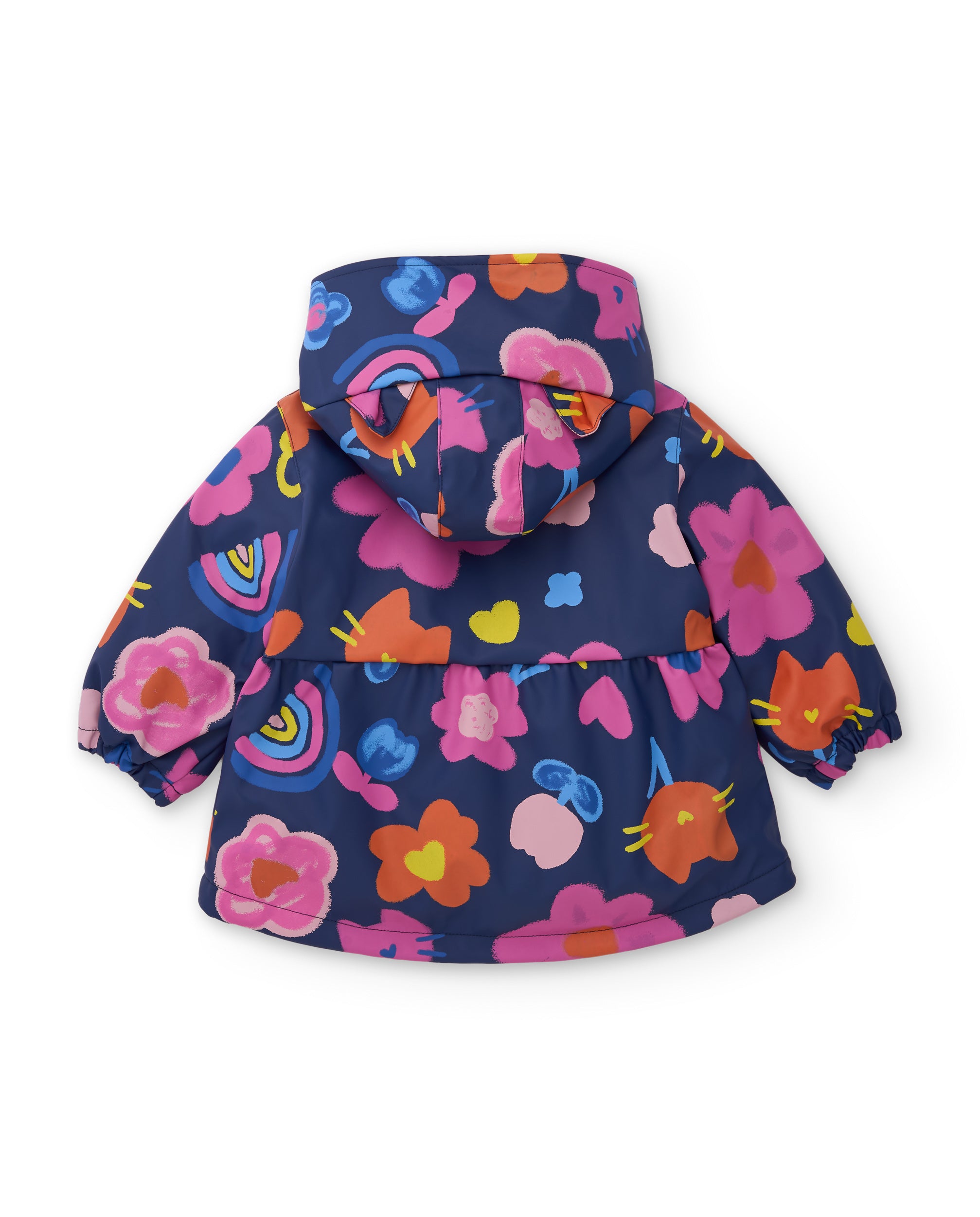 Chubasquero de niña con estampado floral y cierre de cremallera