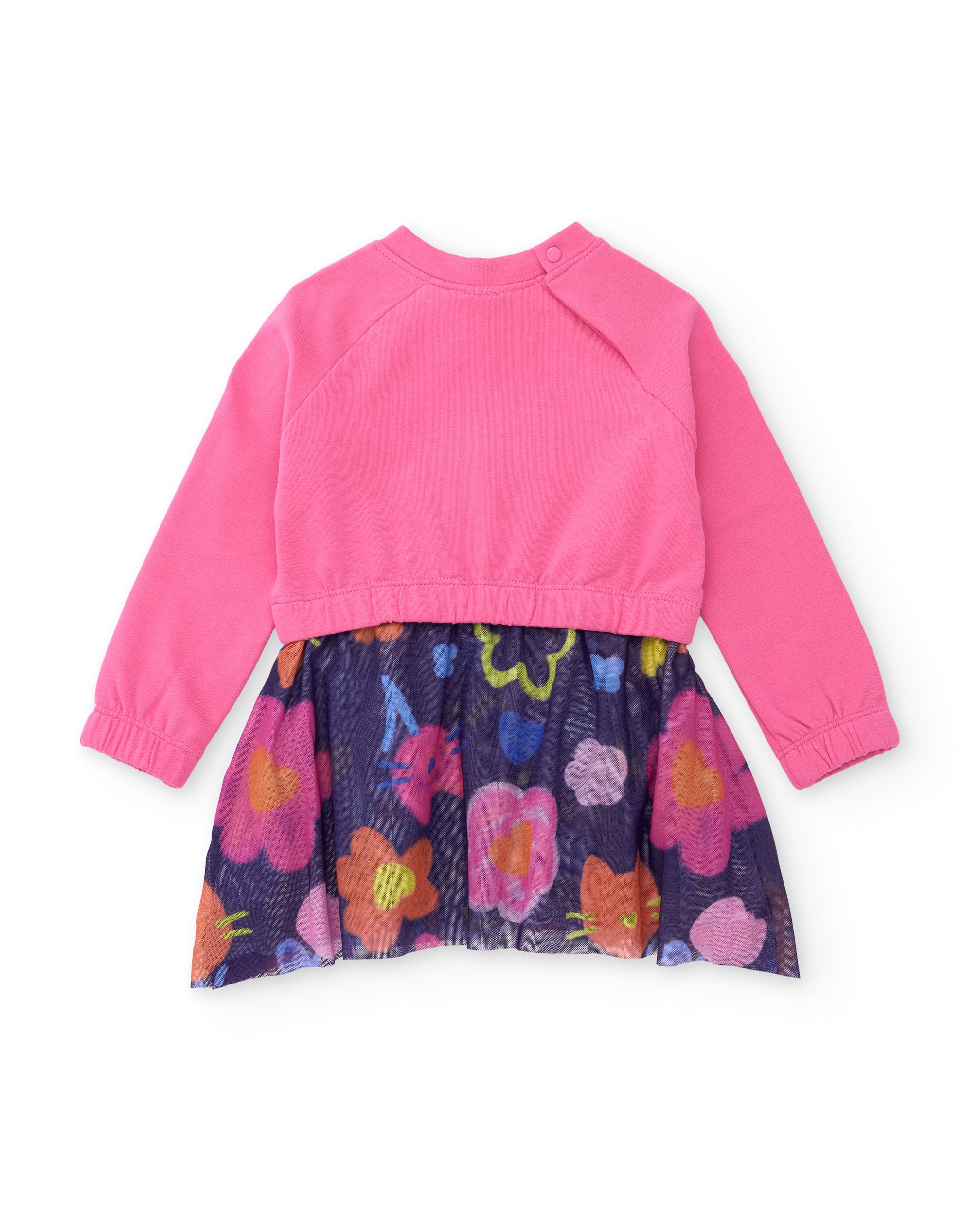 Vestido de niña de felpa con estampado divertido y colores en contraste