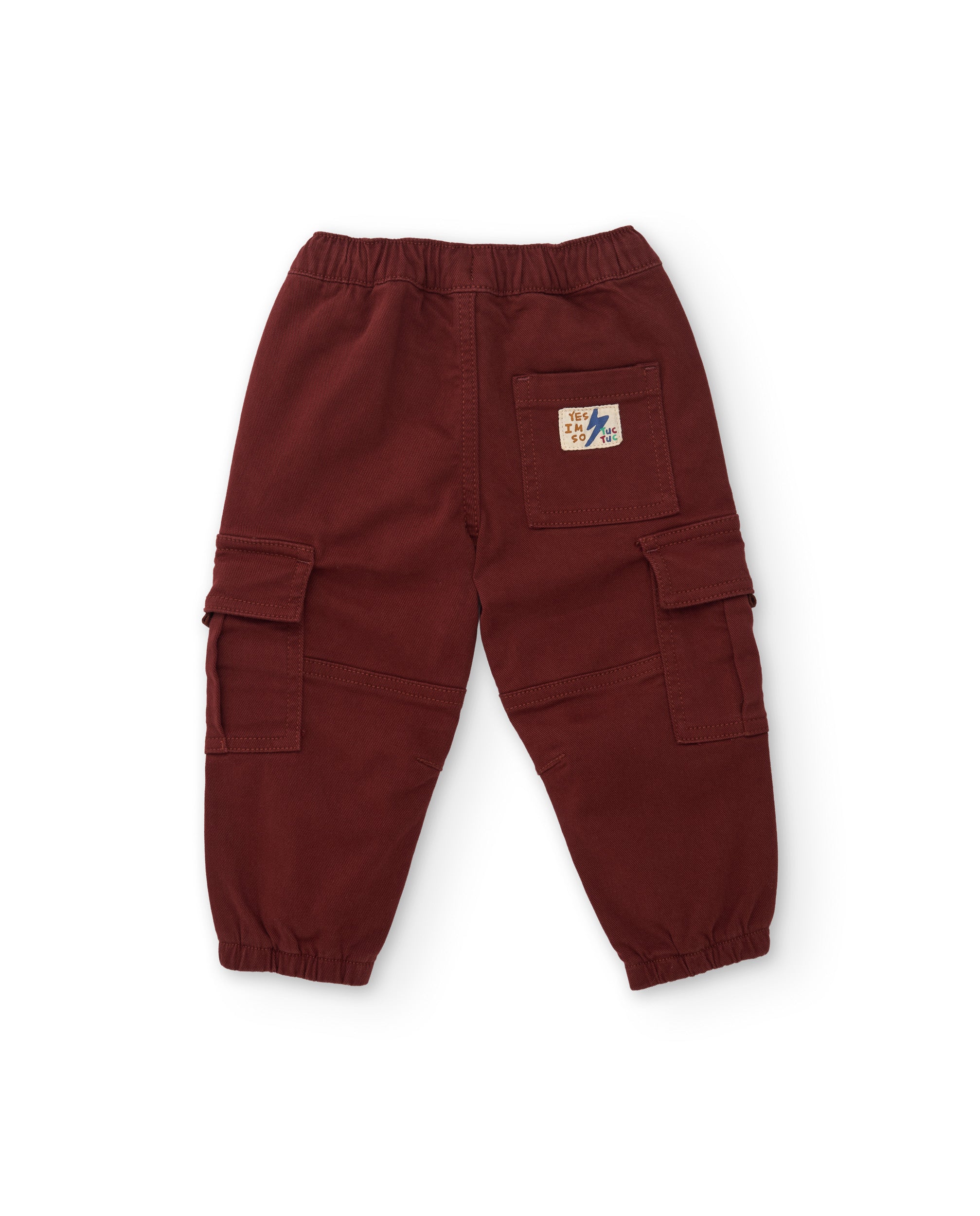 Pantalón cargo de niño de tela plana con bolsillos y cintura elástica