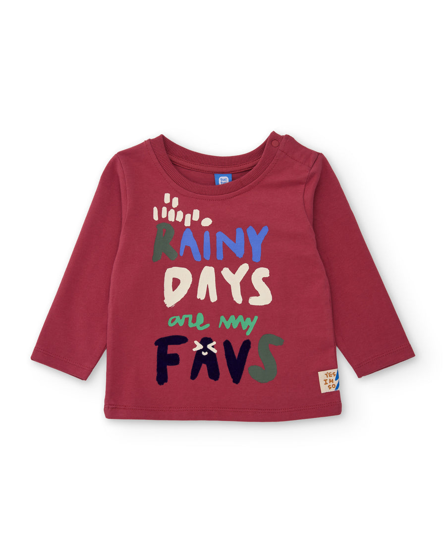 Boys' long-sleeved knit T-shirt with fun graphic