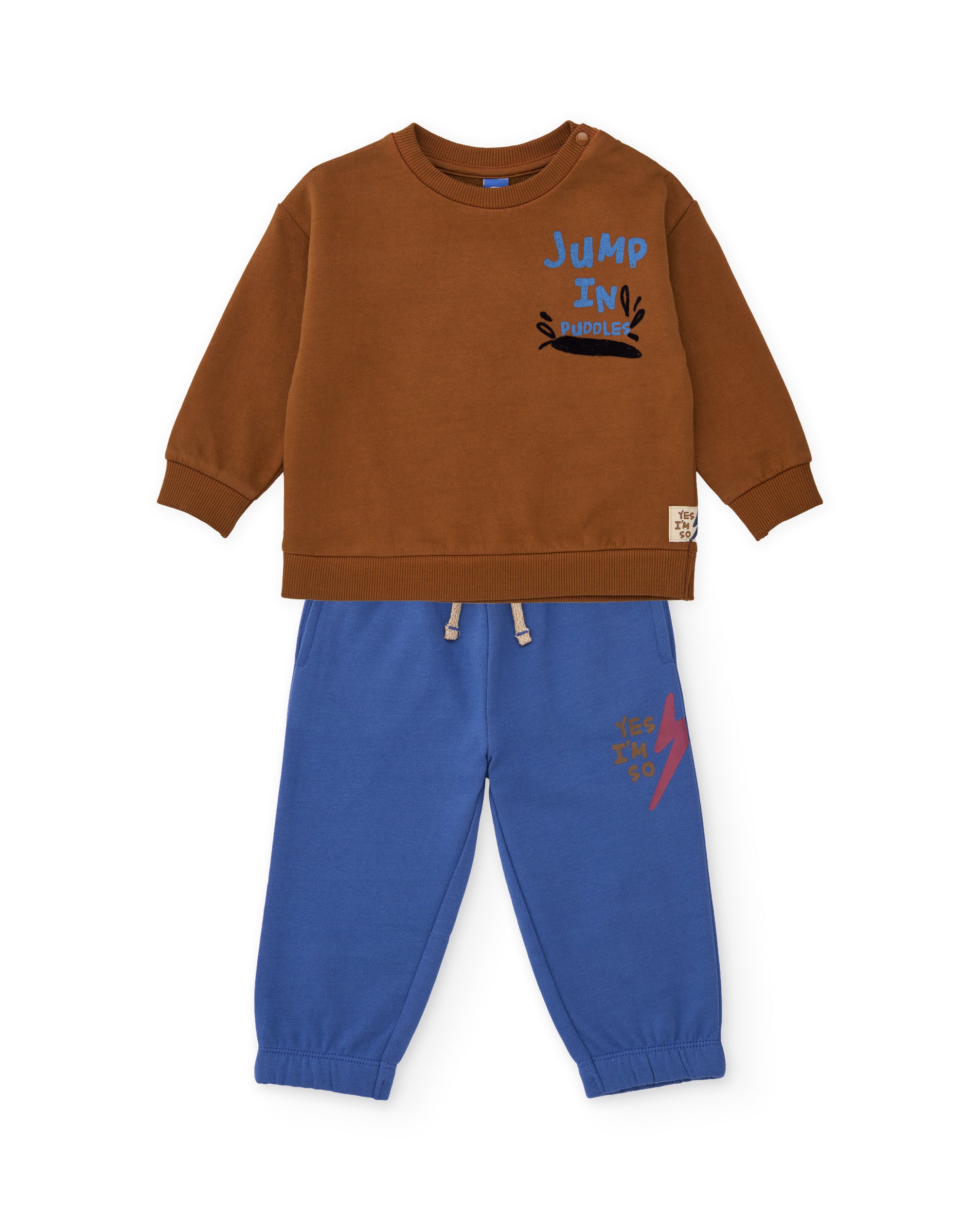 Conjunto de niño de felpa con sudadera de mensaje estampado y pantalón