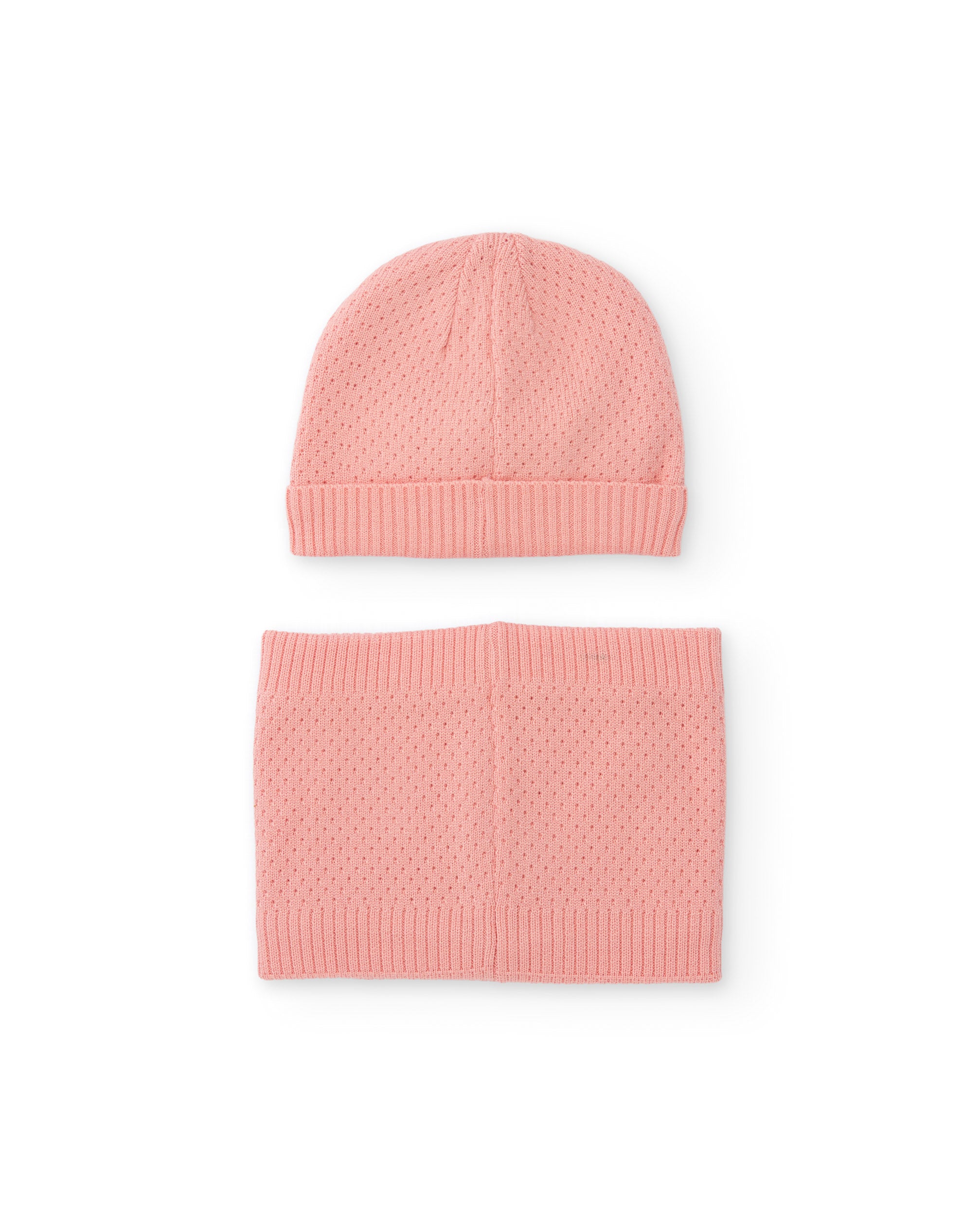 Set de niña de tricot con gorro y braga de cuello de diseño floral