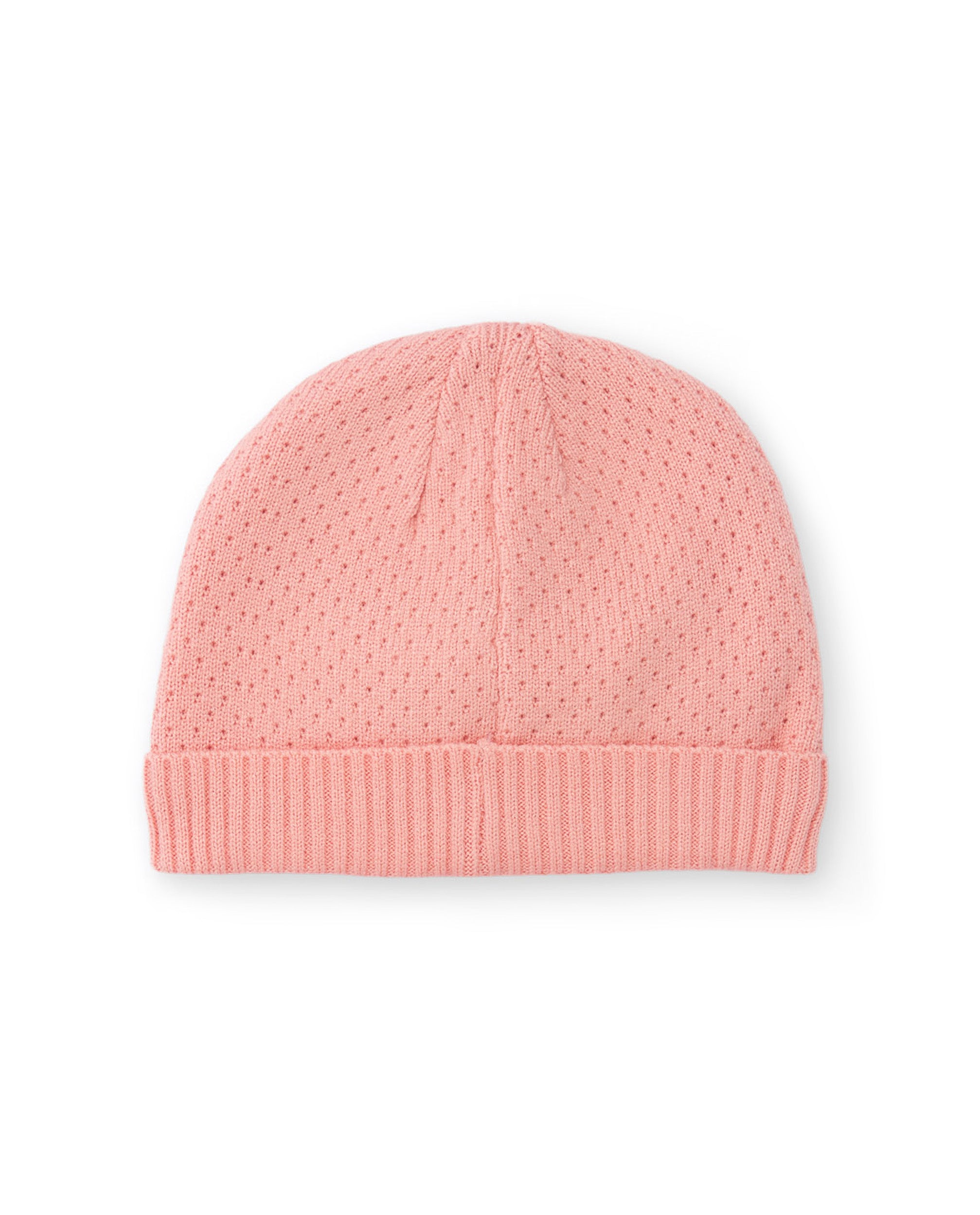 Gorro de niña de tricot con diseño floral y tejido transpirable