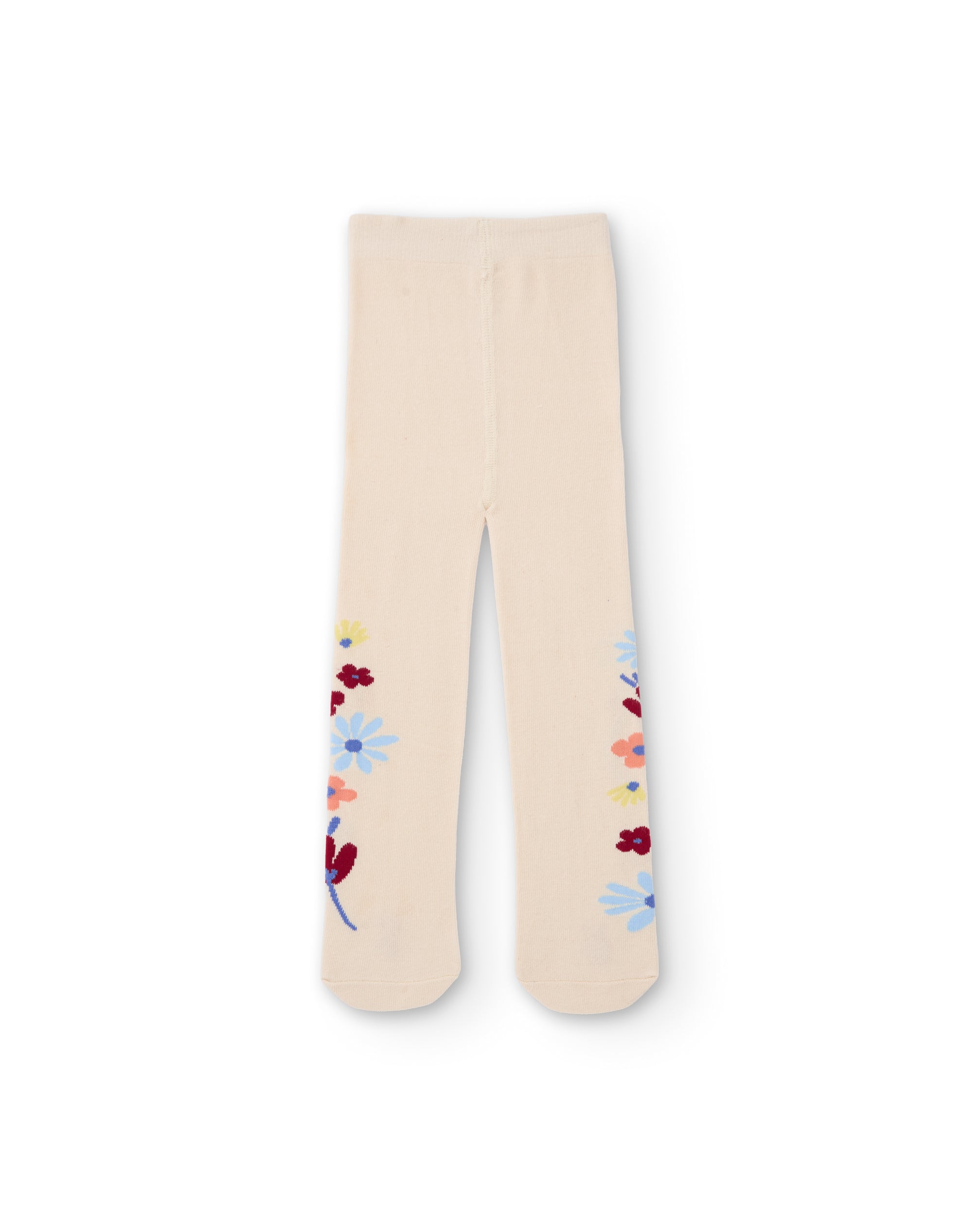 Leotardos de niña de punto con estampado floral y tacto suave