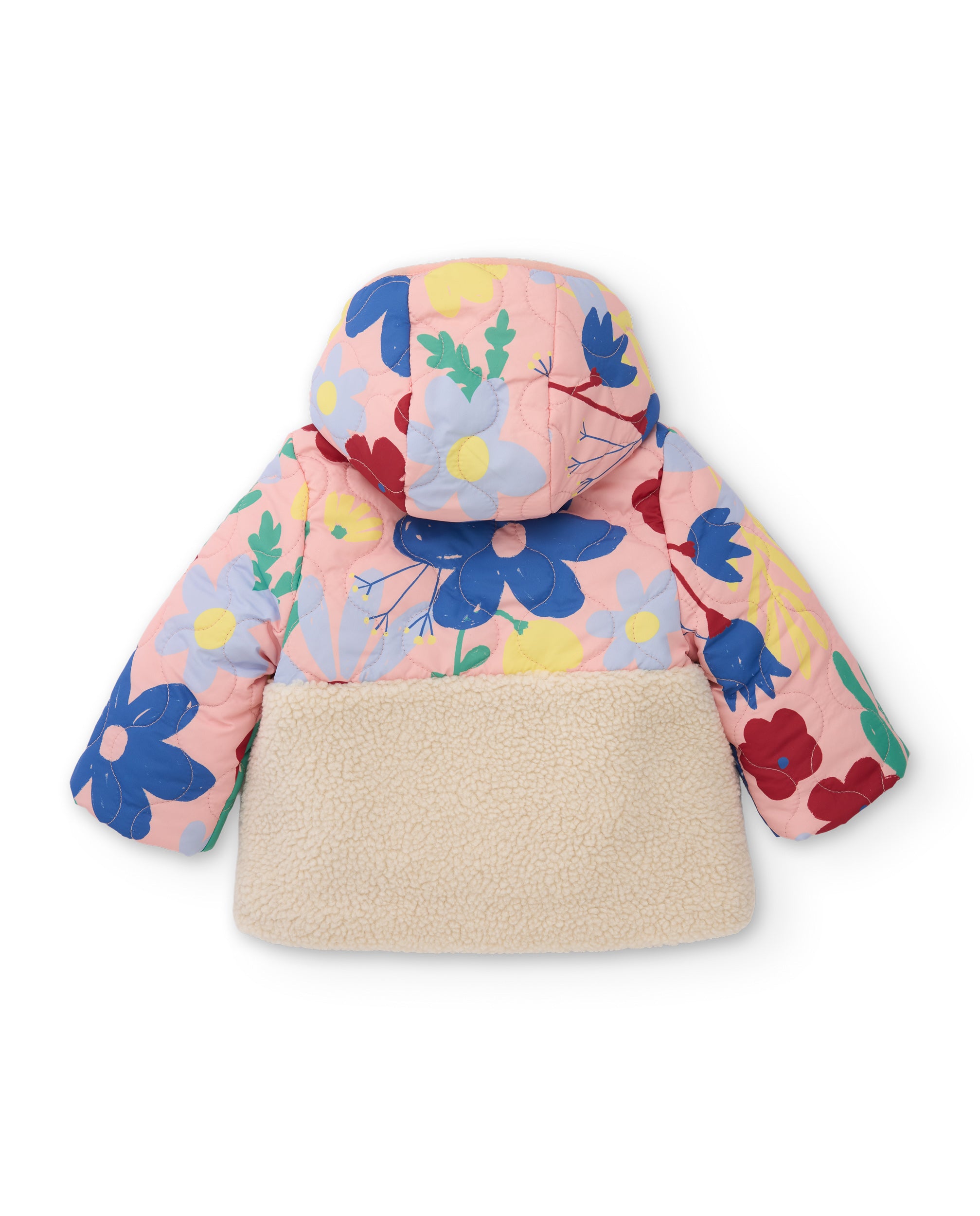 Abrigo de niña acolchado con estampado floral y tacto cálido