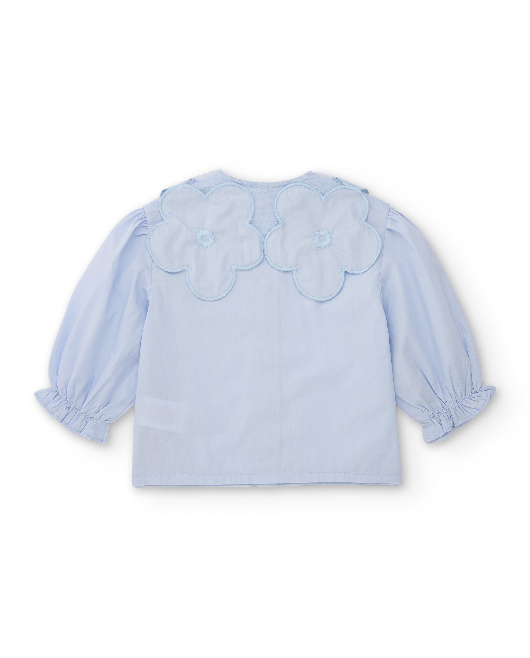 Camisa de niña de algodón con cuello de volante oversize