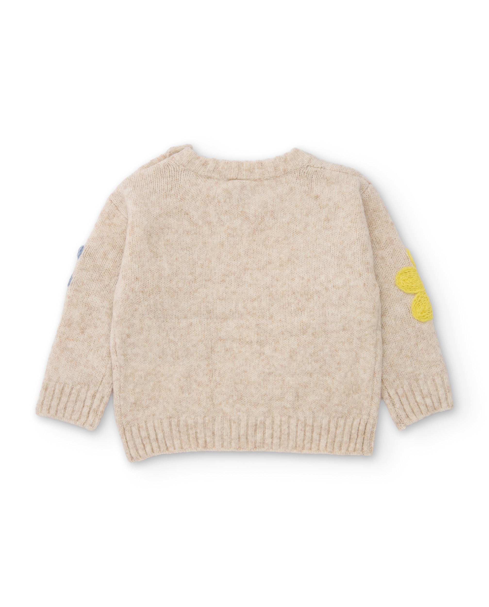 Jersey de niña de tricot con flores bordadas y tejido suave