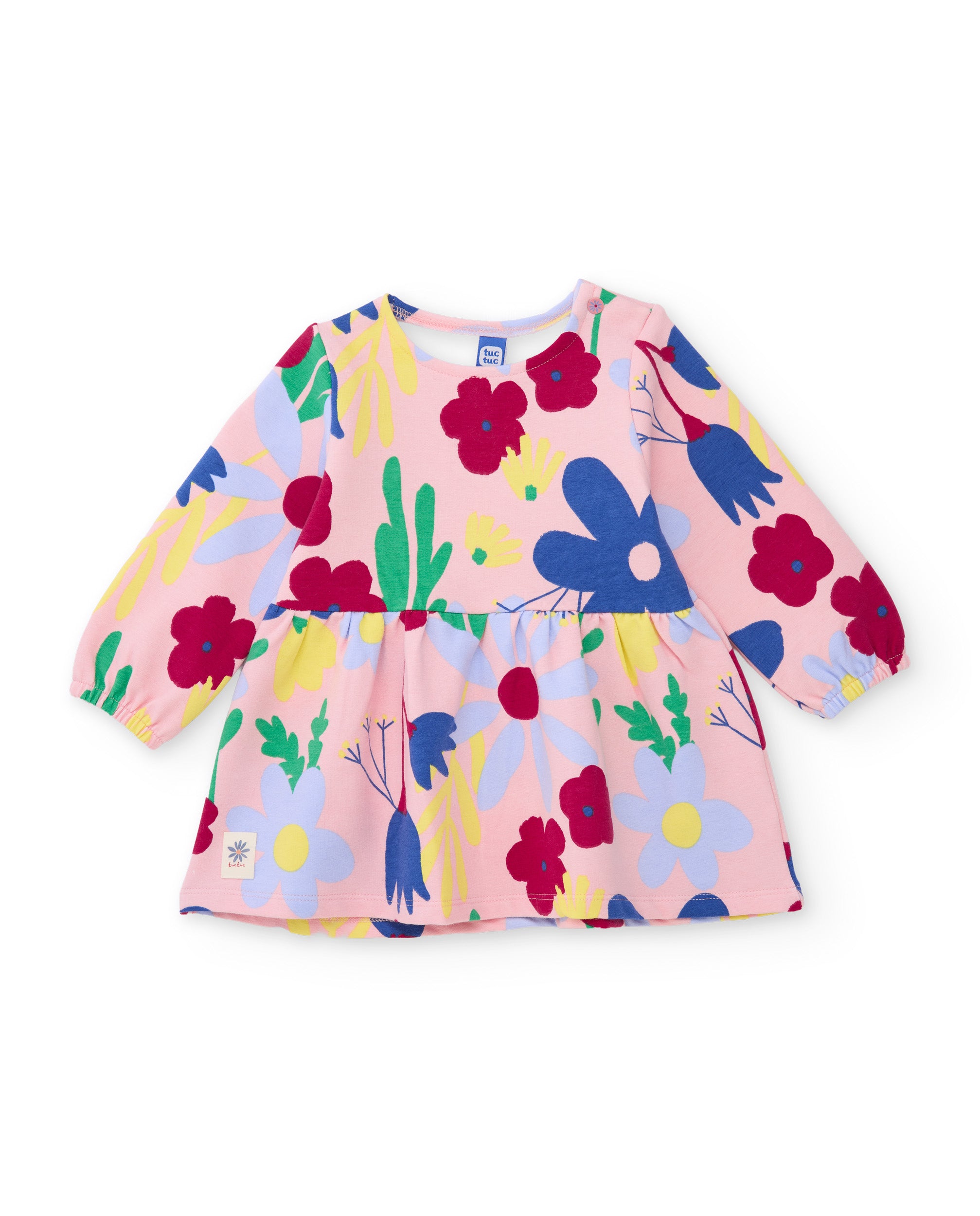 Vestido de niña de felpa con estampado floral integral