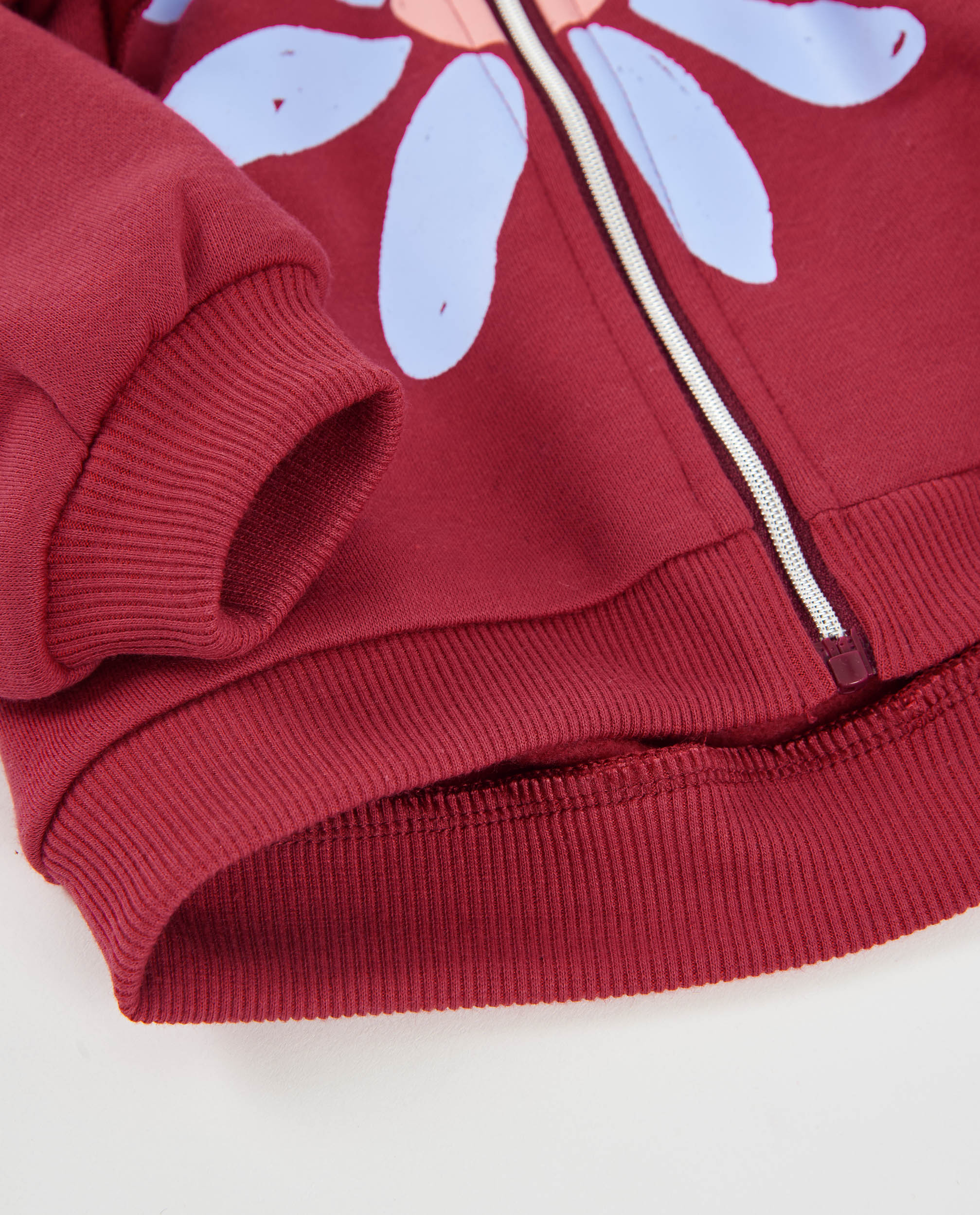 Sudadera de niña de felpa con volantes y cremallera
