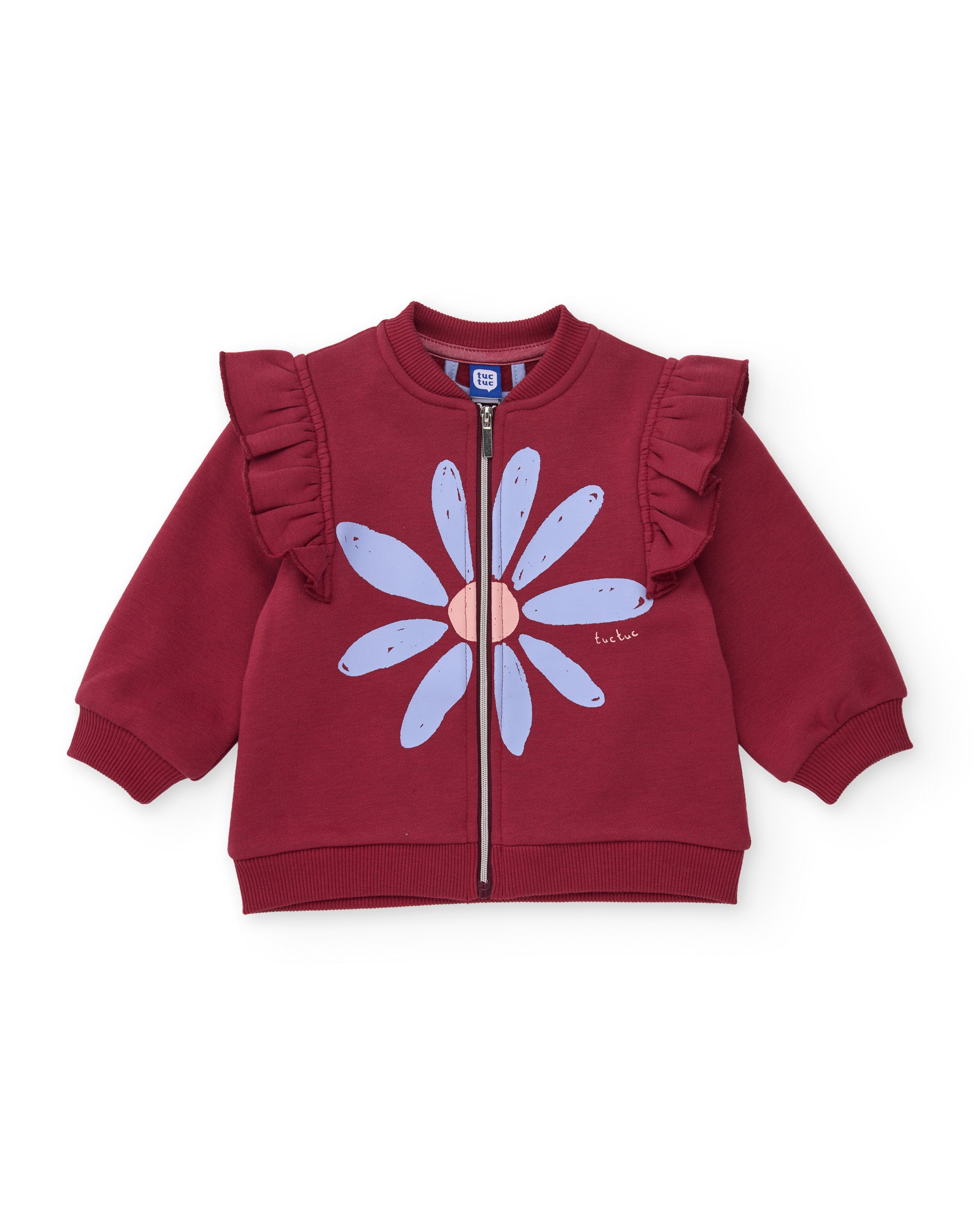 Conjunto de niña de felpa con sudadera de volante y estampado floral