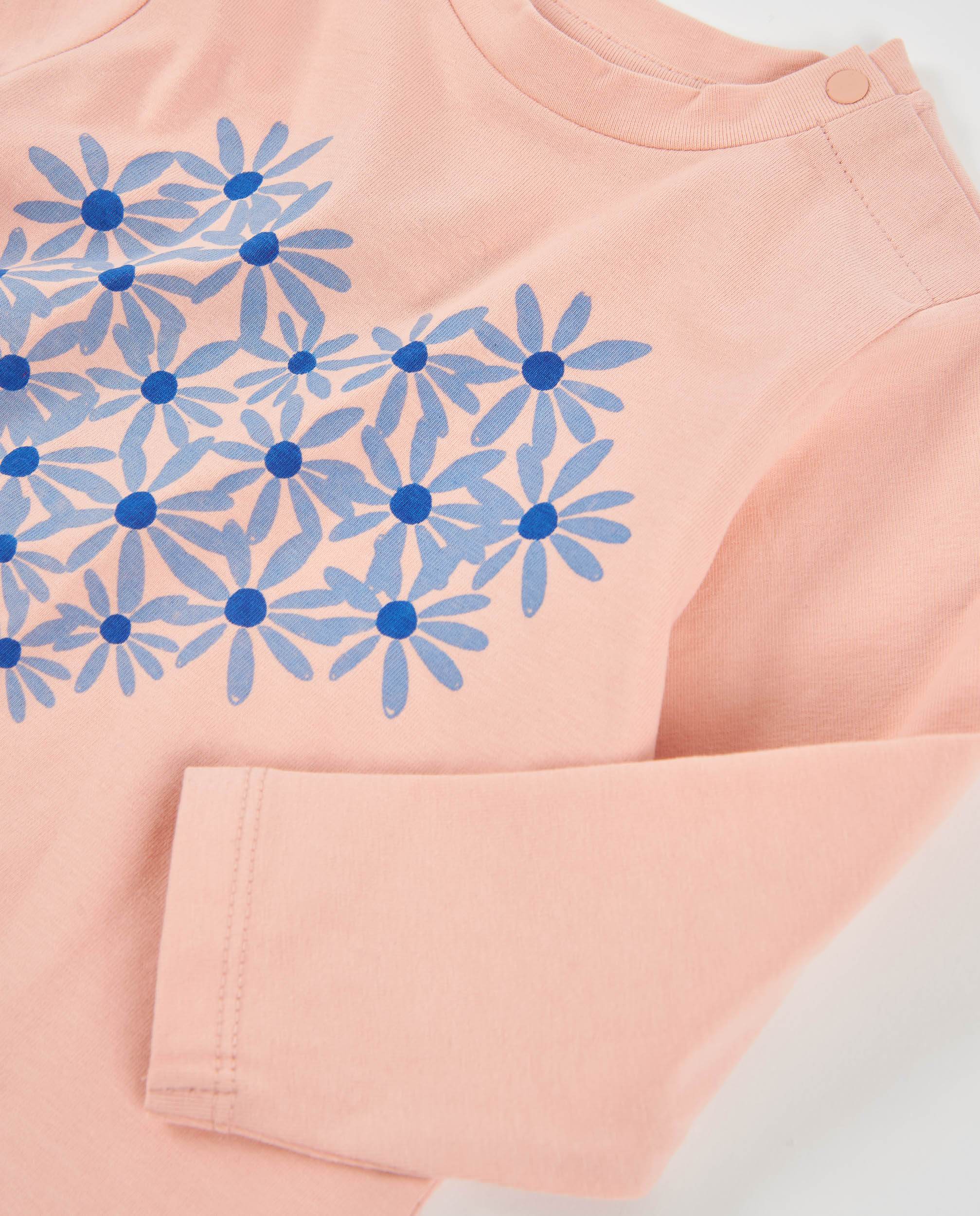 Camiseta de niña de punto con manga larga y estampado floral