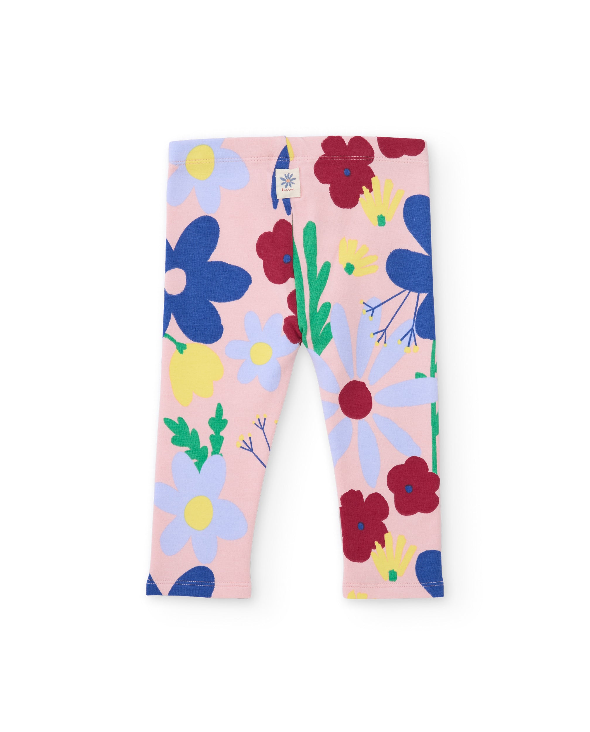 Legging de niña de felpa con estampado floral y tejido elástico